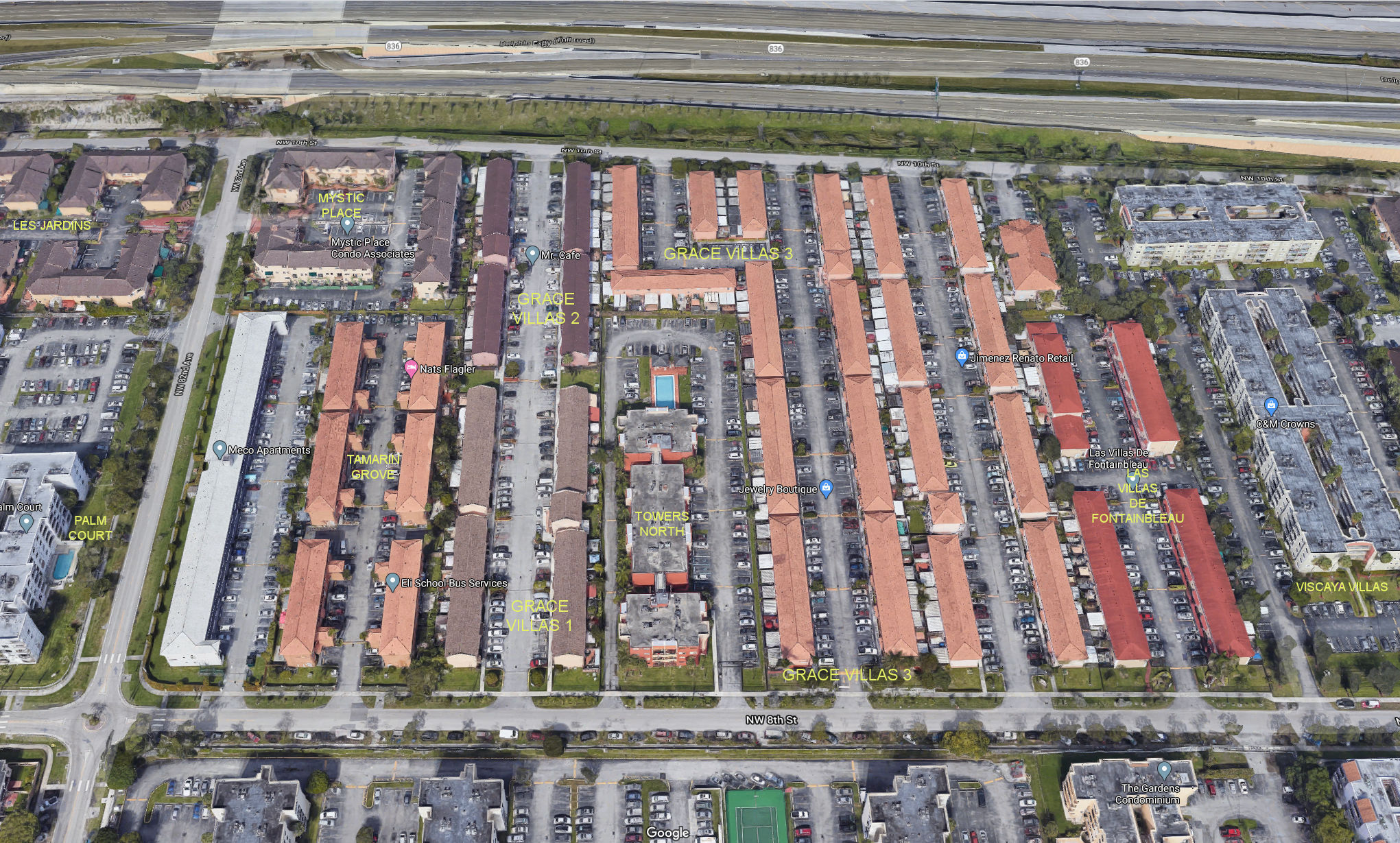 Aerial photo of Grace Villas I-II&III