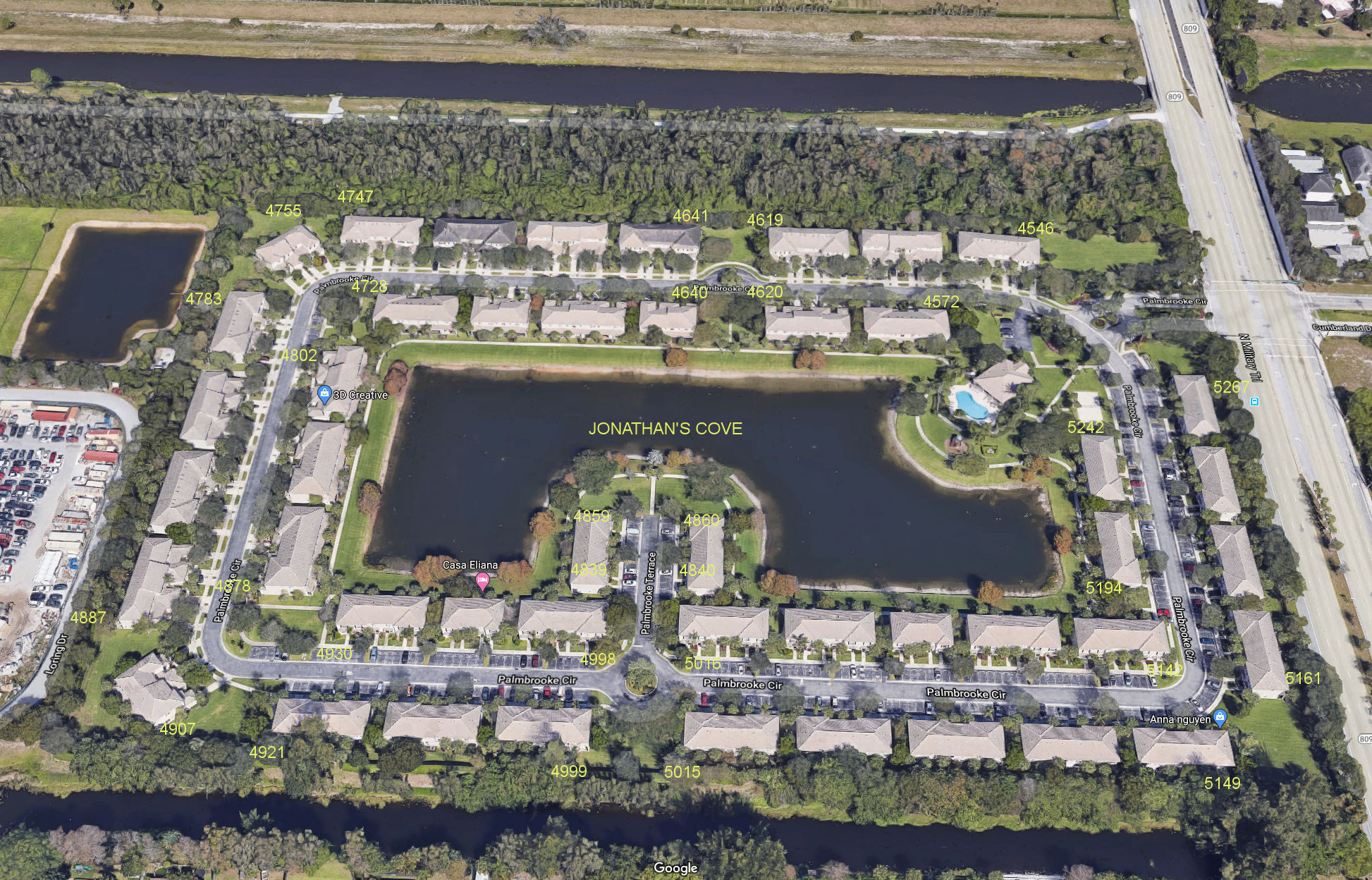 Aerial photo of Jonathan's Cove