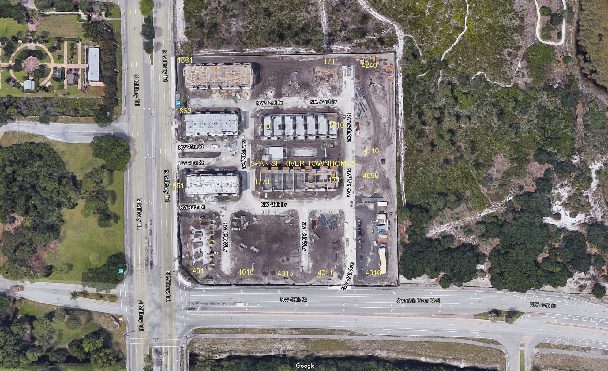 Aerial photo of Spanish River Townhomes