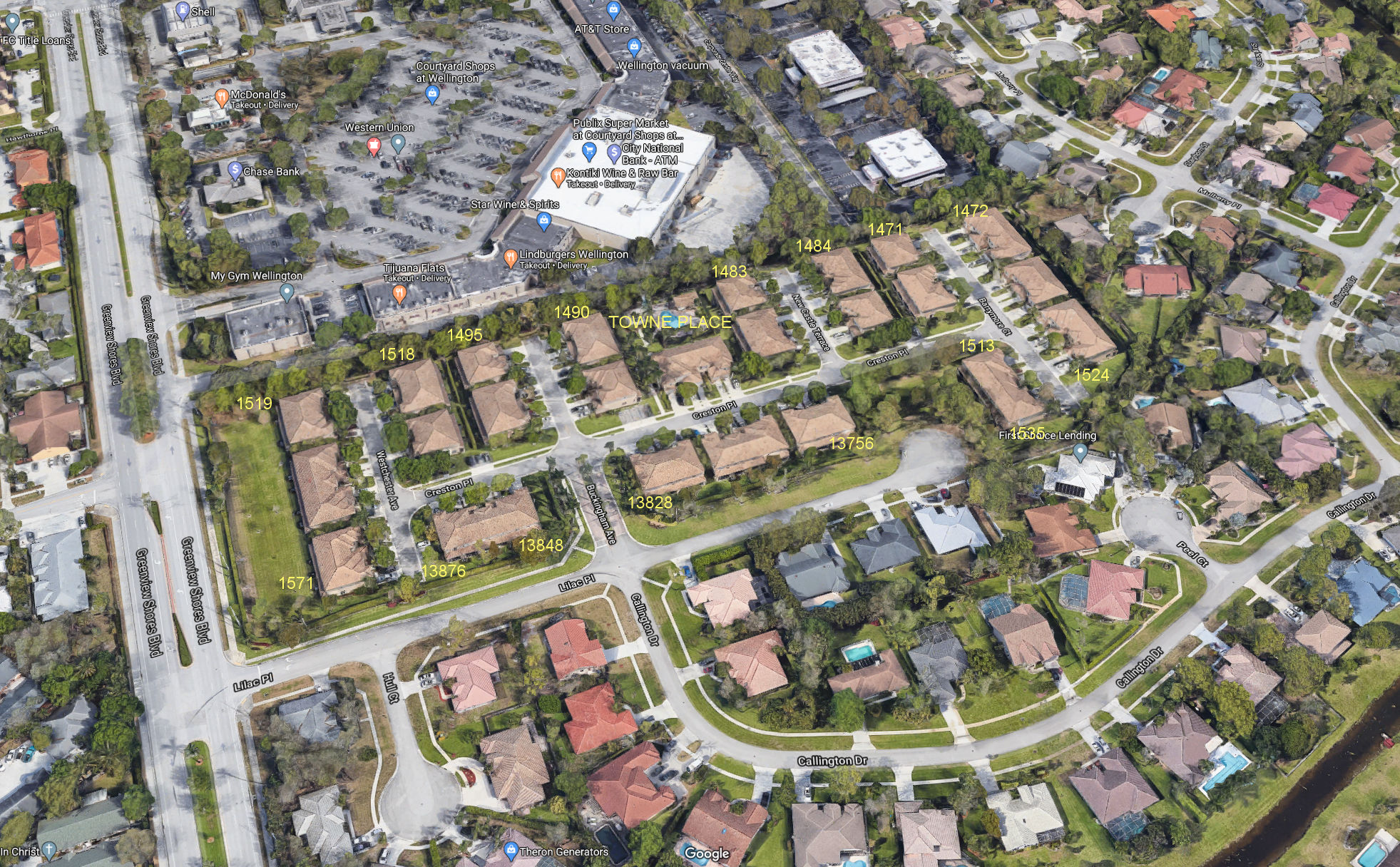 Aerial photo of Towne Place