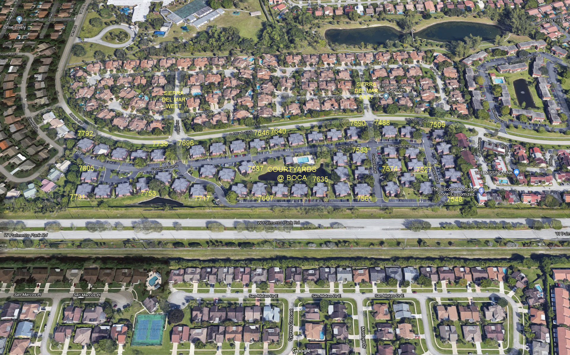 Aerial photo of Courtyards at Boca