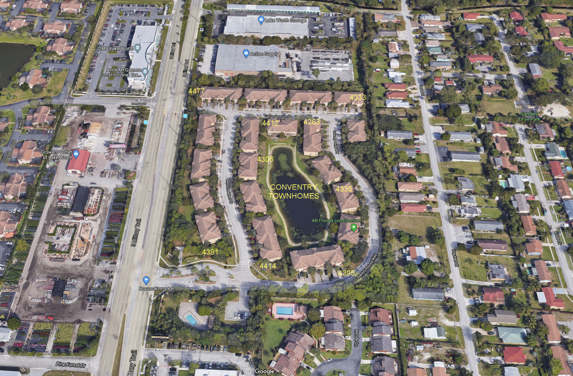 Aerial photo of Coventry Townhomes