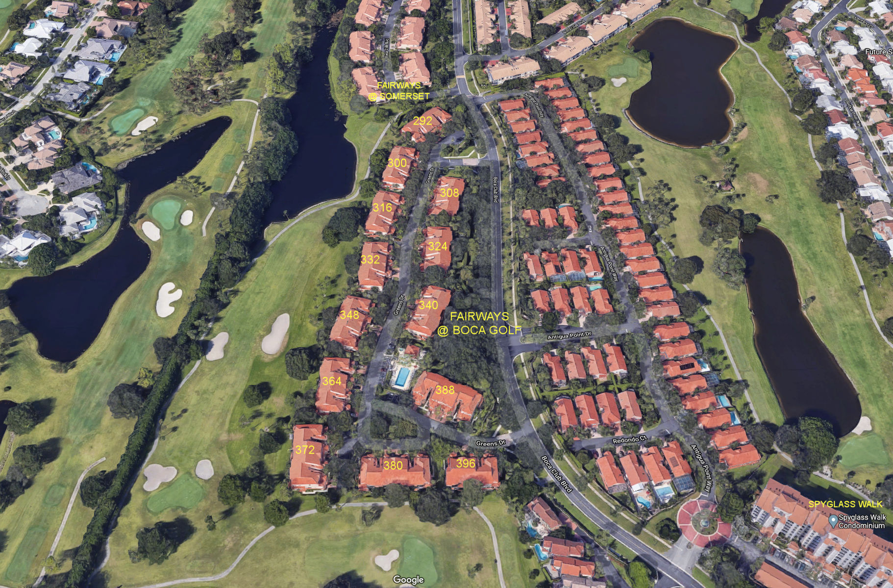 Aerial photo of Fairways at Boca Golf & Tennis