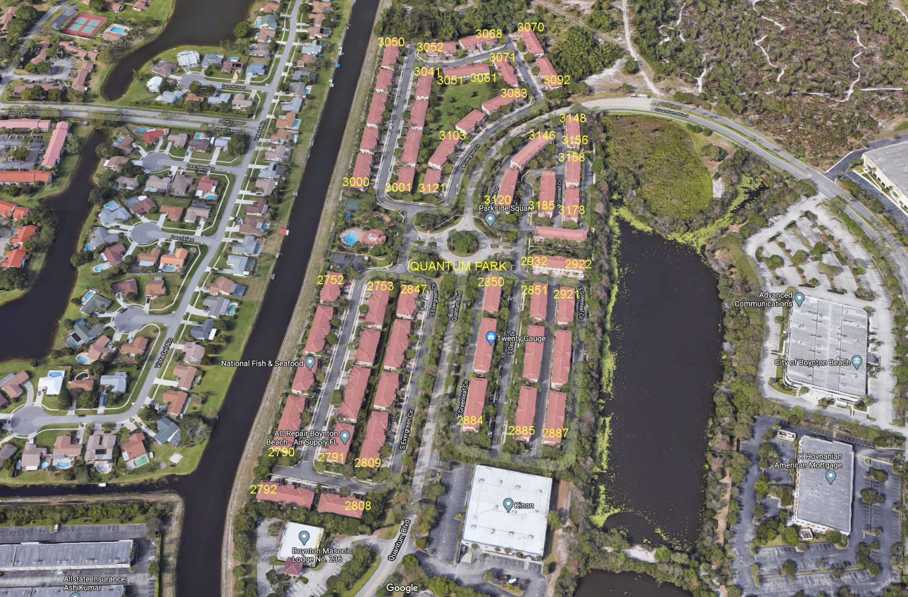Aerial photo of Quantum Park Townhomes