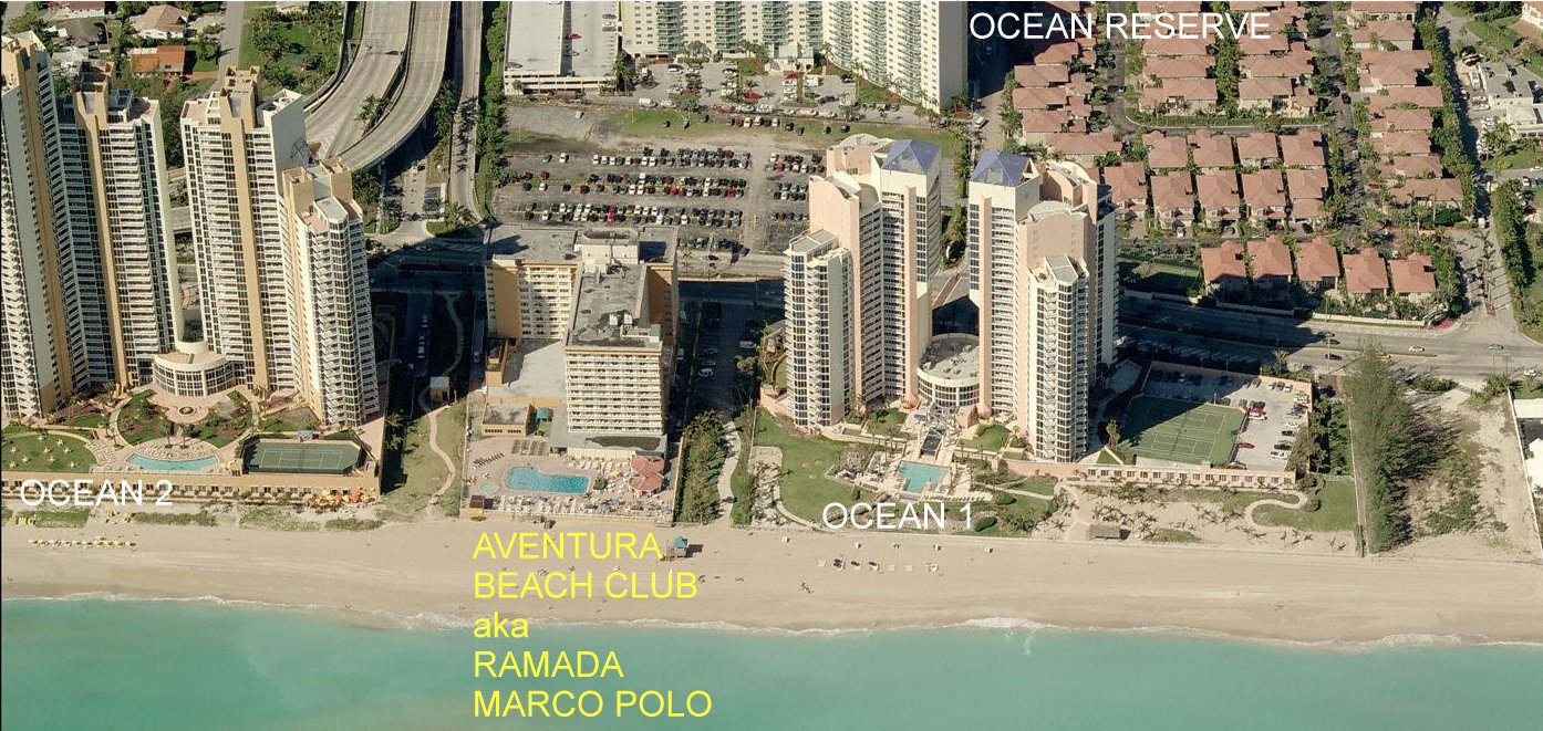 Aerial photo of Aventura Beach Club (Ramada Marco Polo)