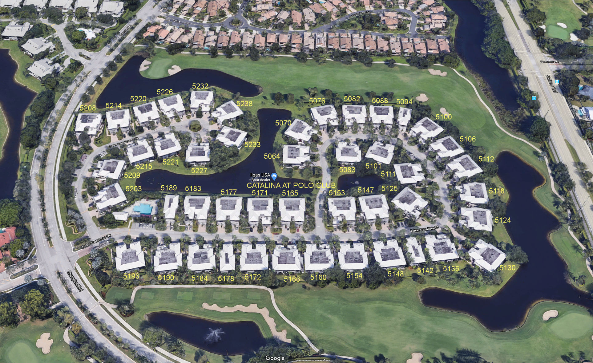 Aerial photo of Catalina at the Polo Club