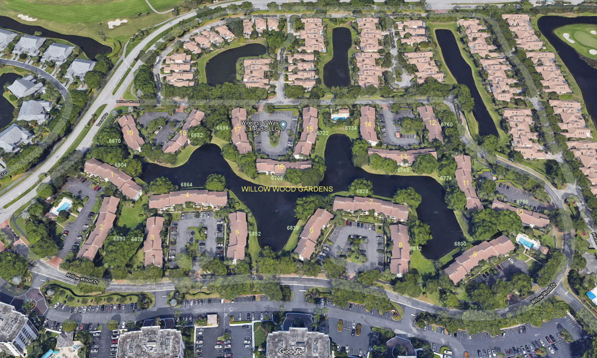 Aerial photo of Willow Wood Gardens