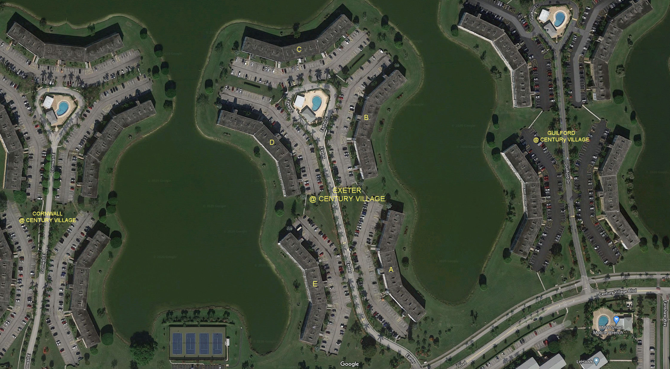 Aerial photo of Exeter at Century Village (A to E)