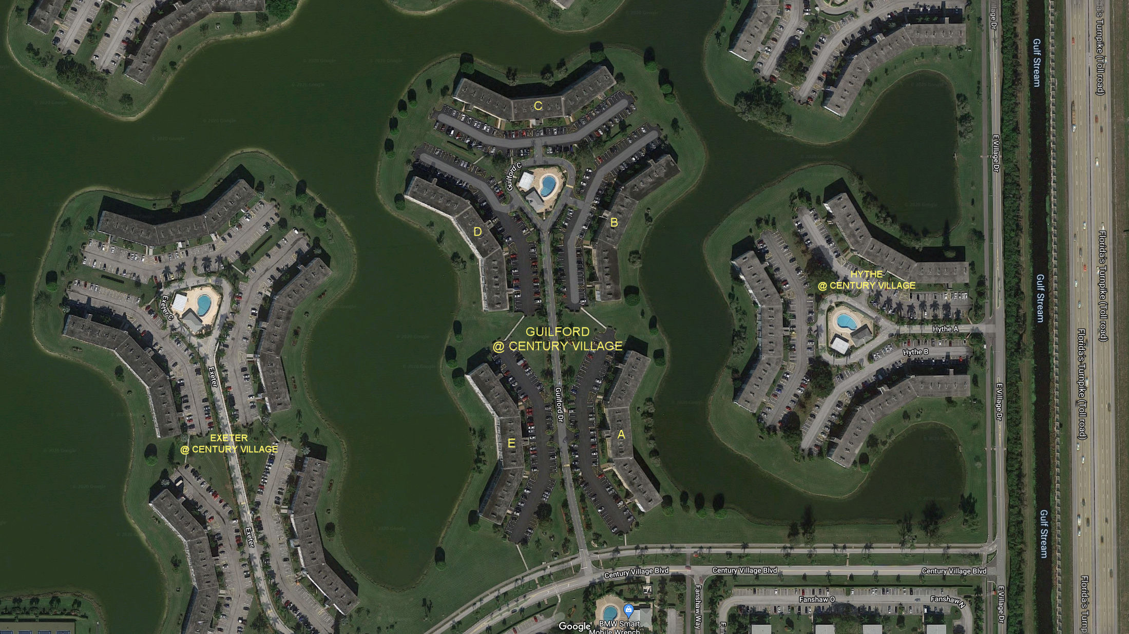 Aerial photo of Guilford at Century Village (A to E)