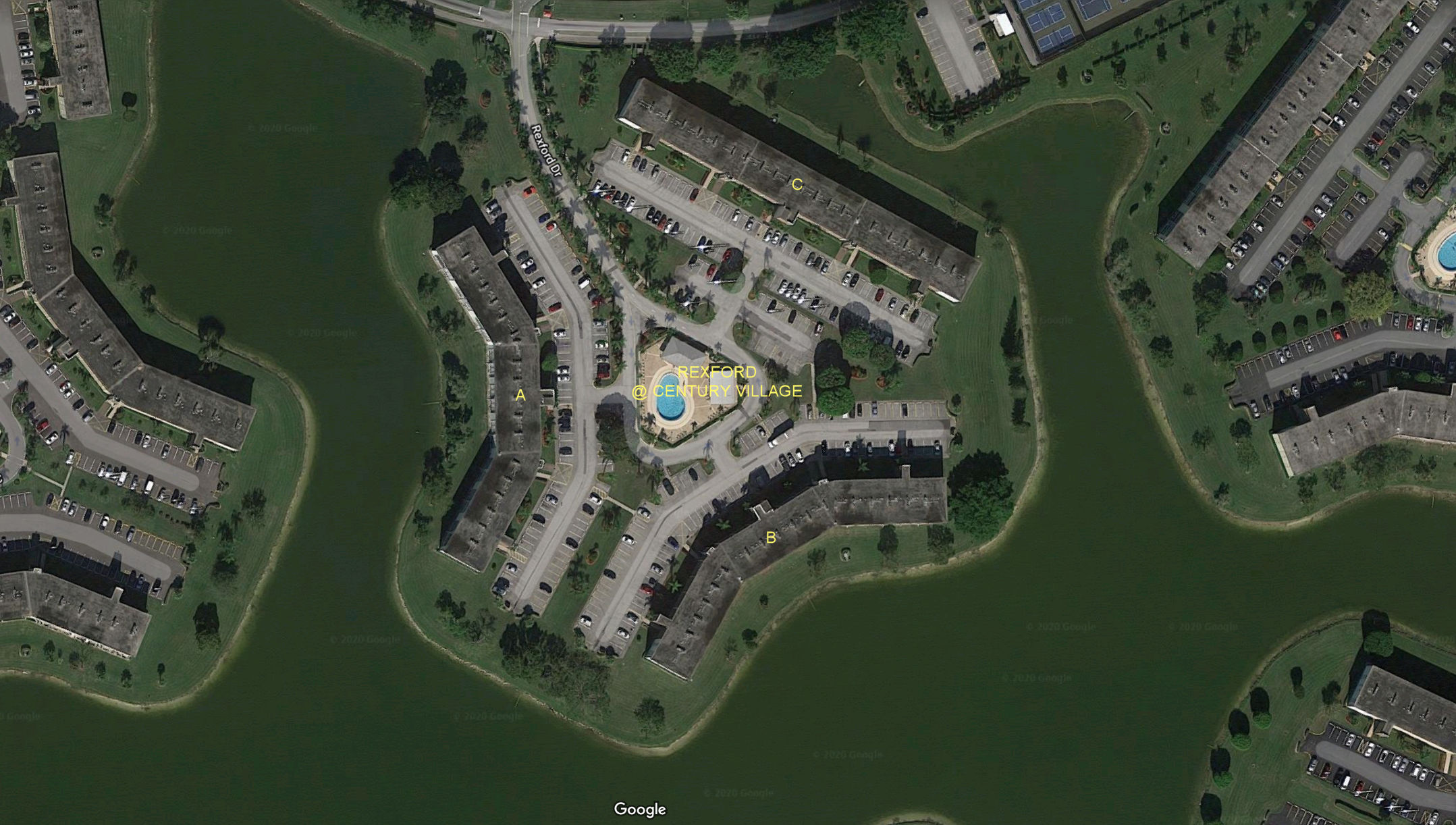 Aerial photo of Rexford at Century Village A B&C