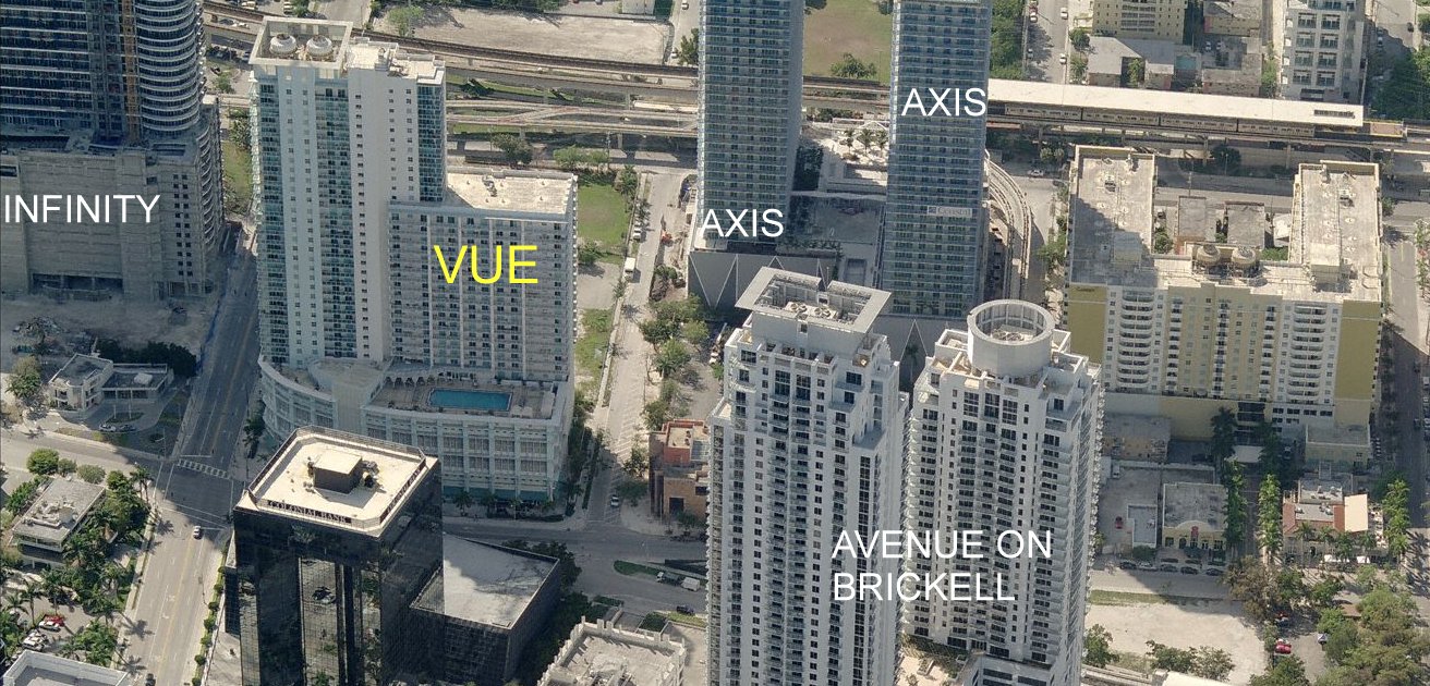 Aerial photo of Vue at Brickell