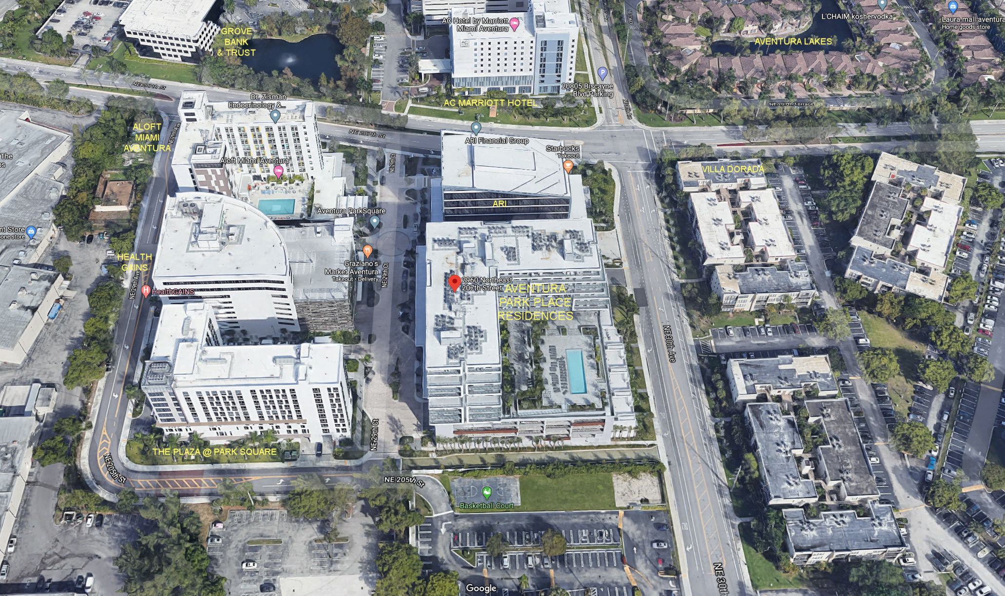 Aerial photo of Aventura ParkSquare