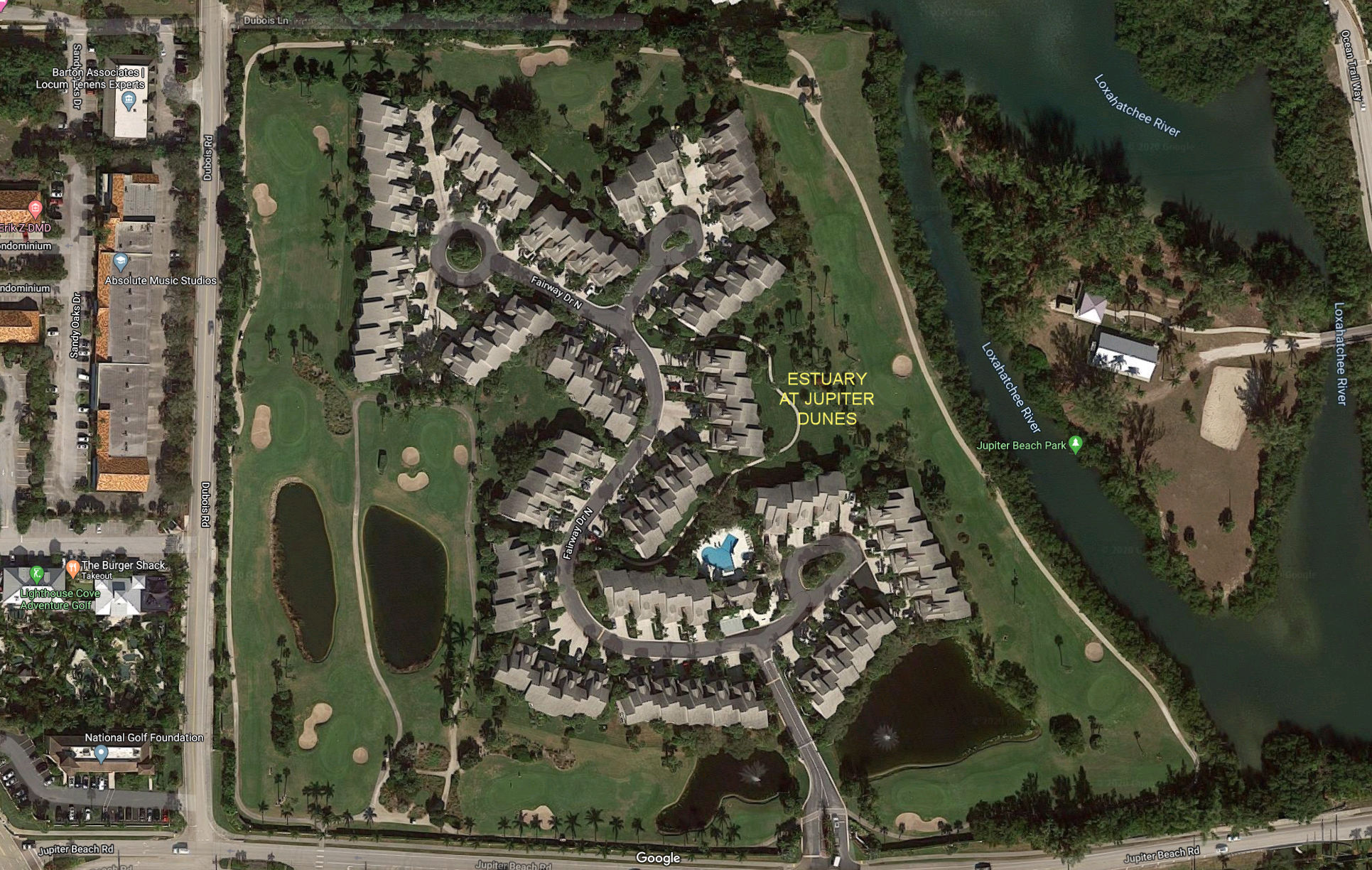 Aerial photo of Estuary at Jupiter Dunes