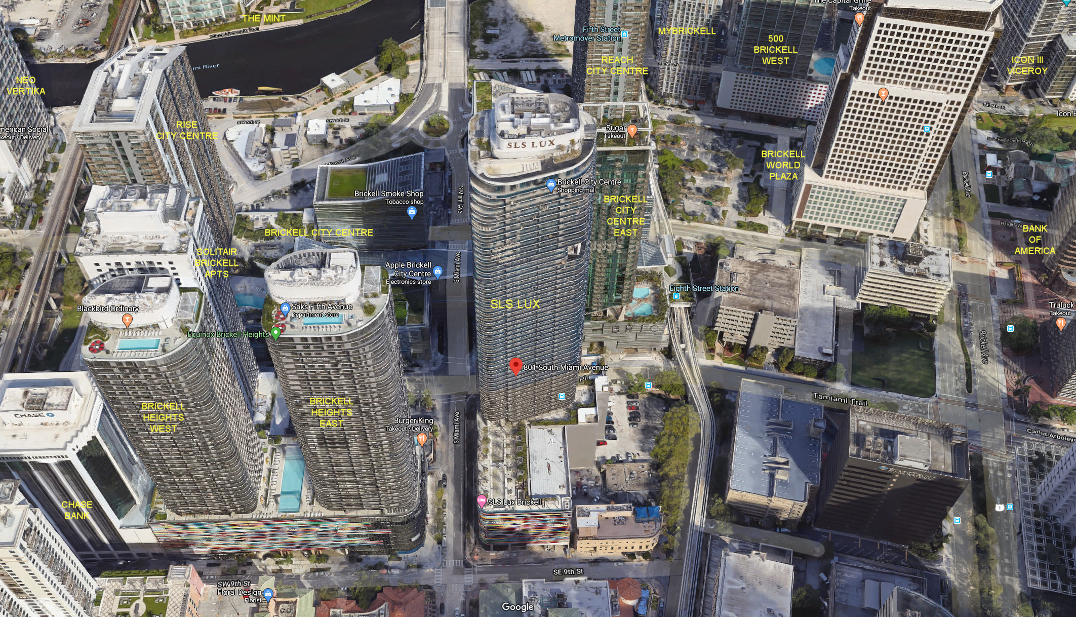 Aerial photo of SLS Lux Brickell