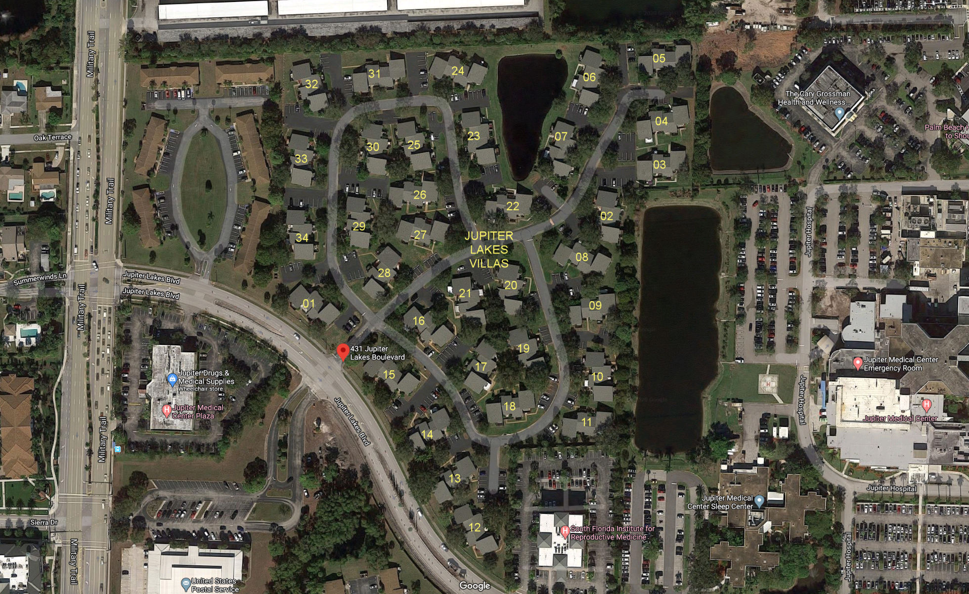 Aerial photo of Jupiter Lakes Villas