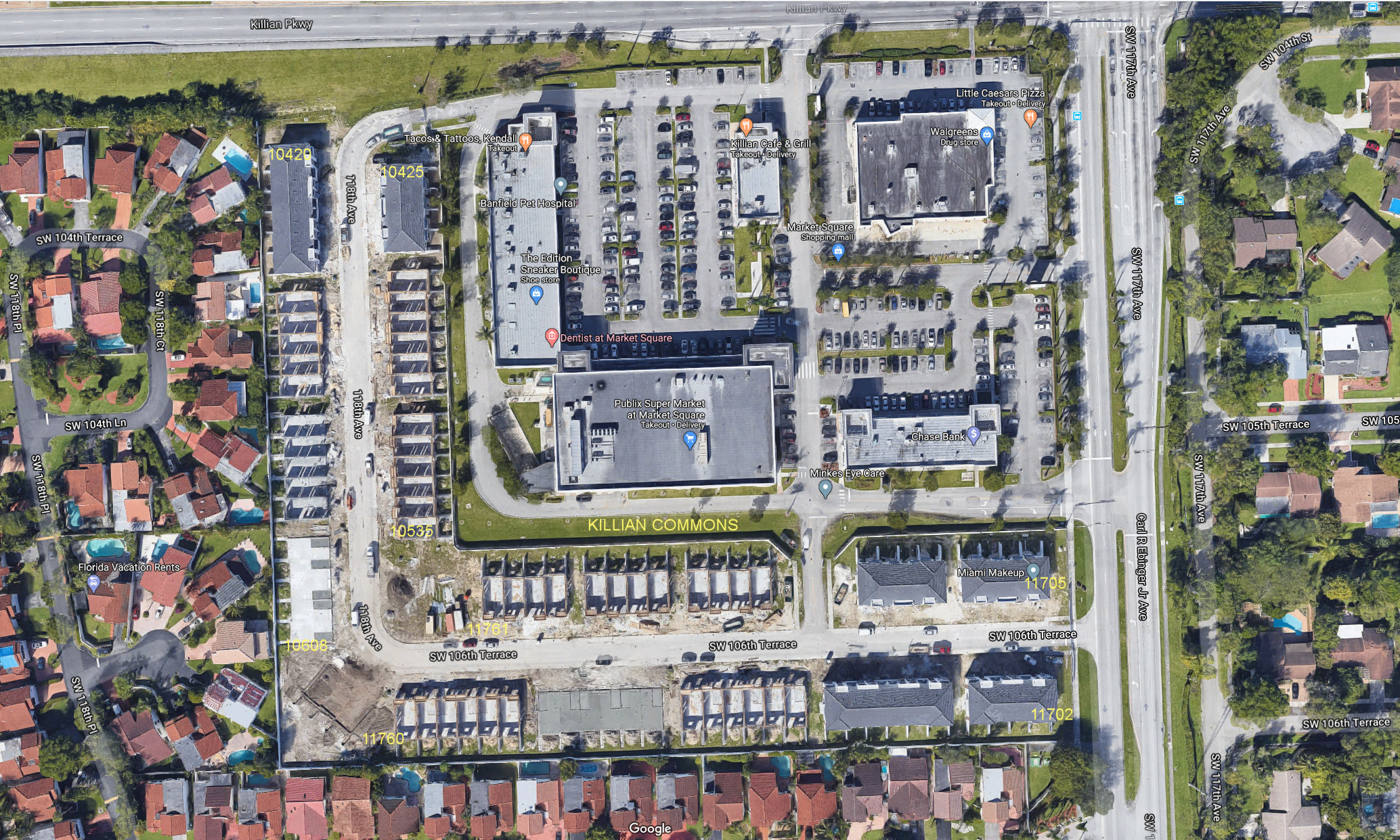 Aerial photo of Killian Commons