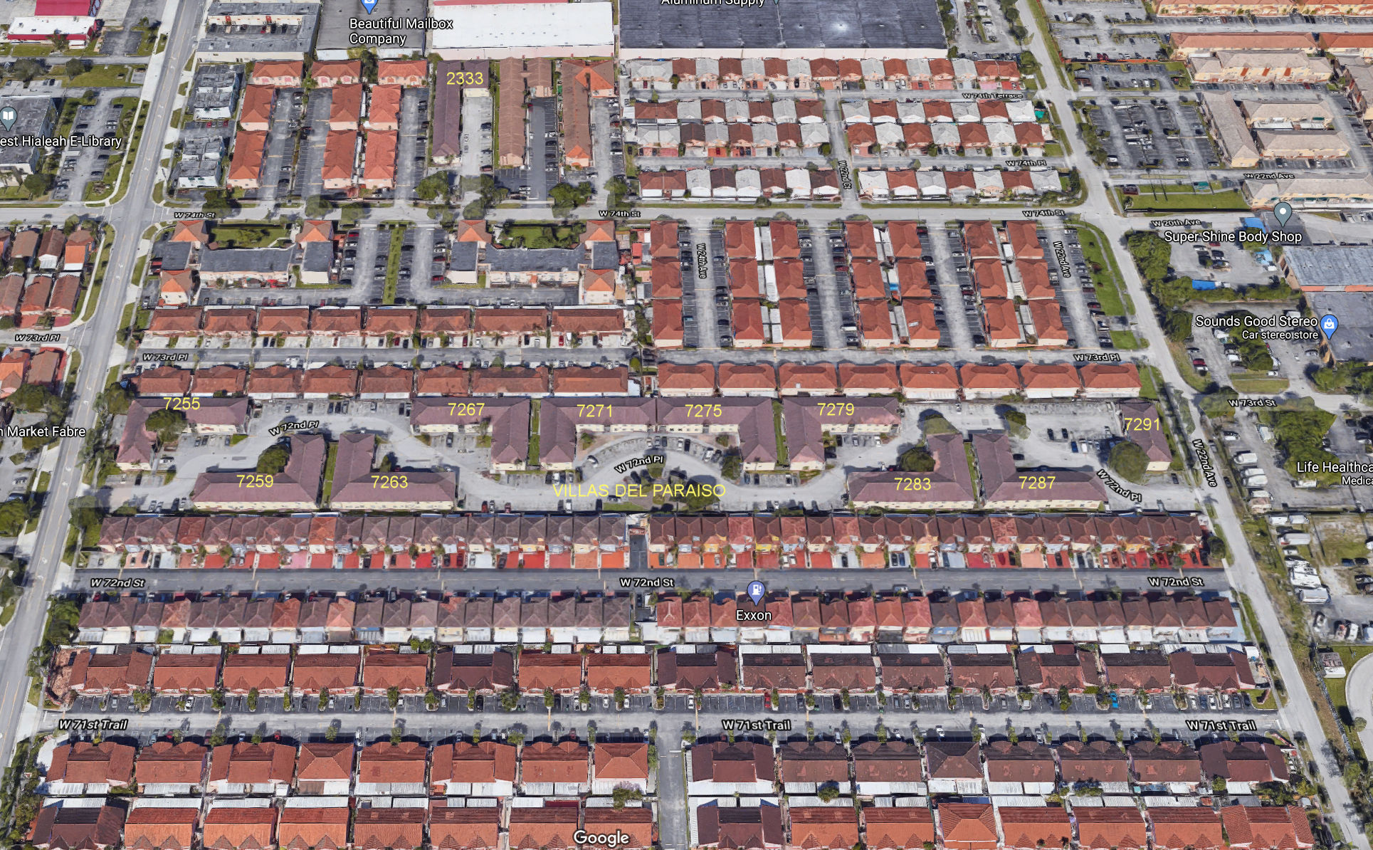 Aerial photo of Villas del Paraiso