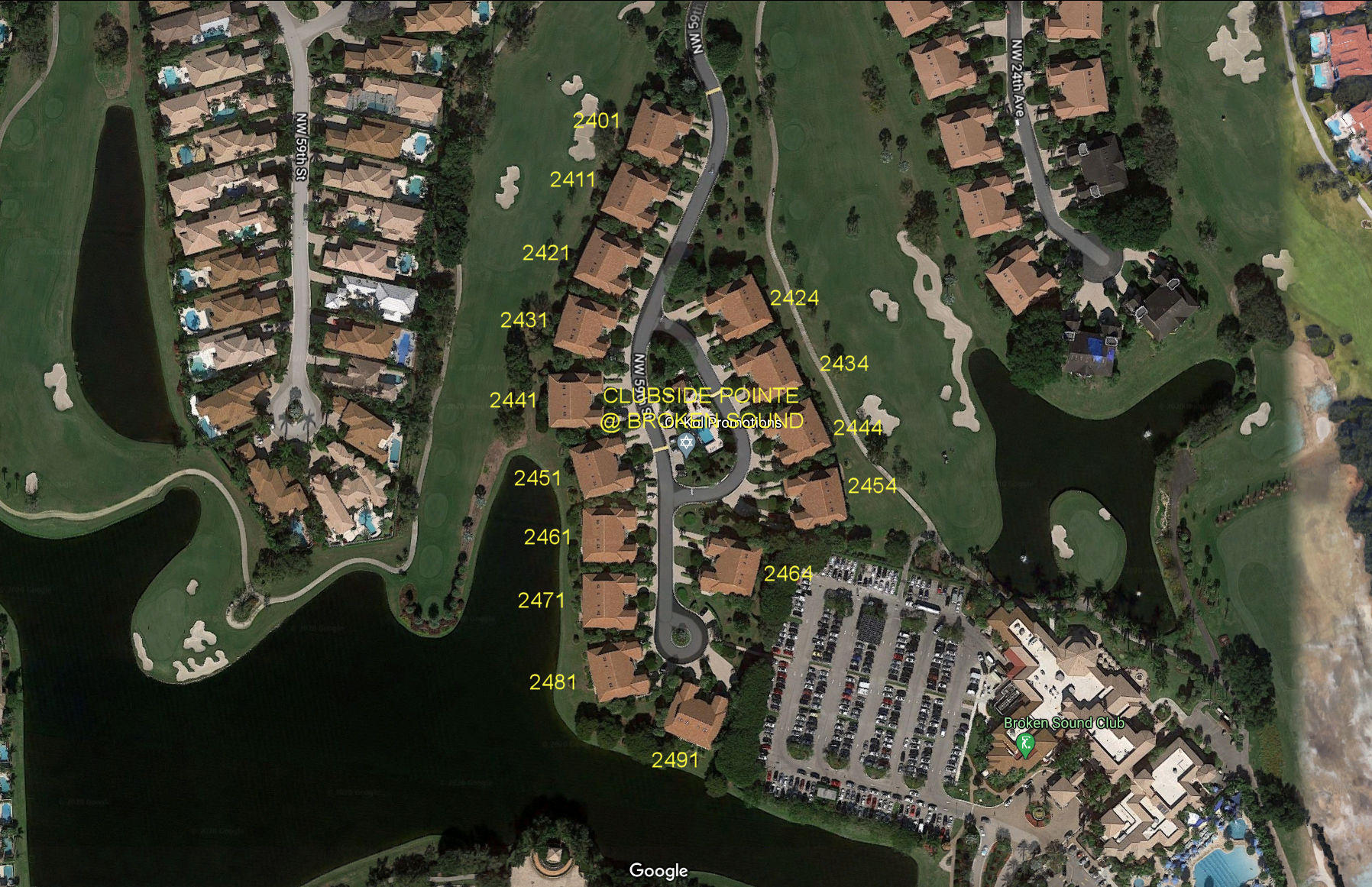 Aerial photo of Clubside Pointe at Broken Sound