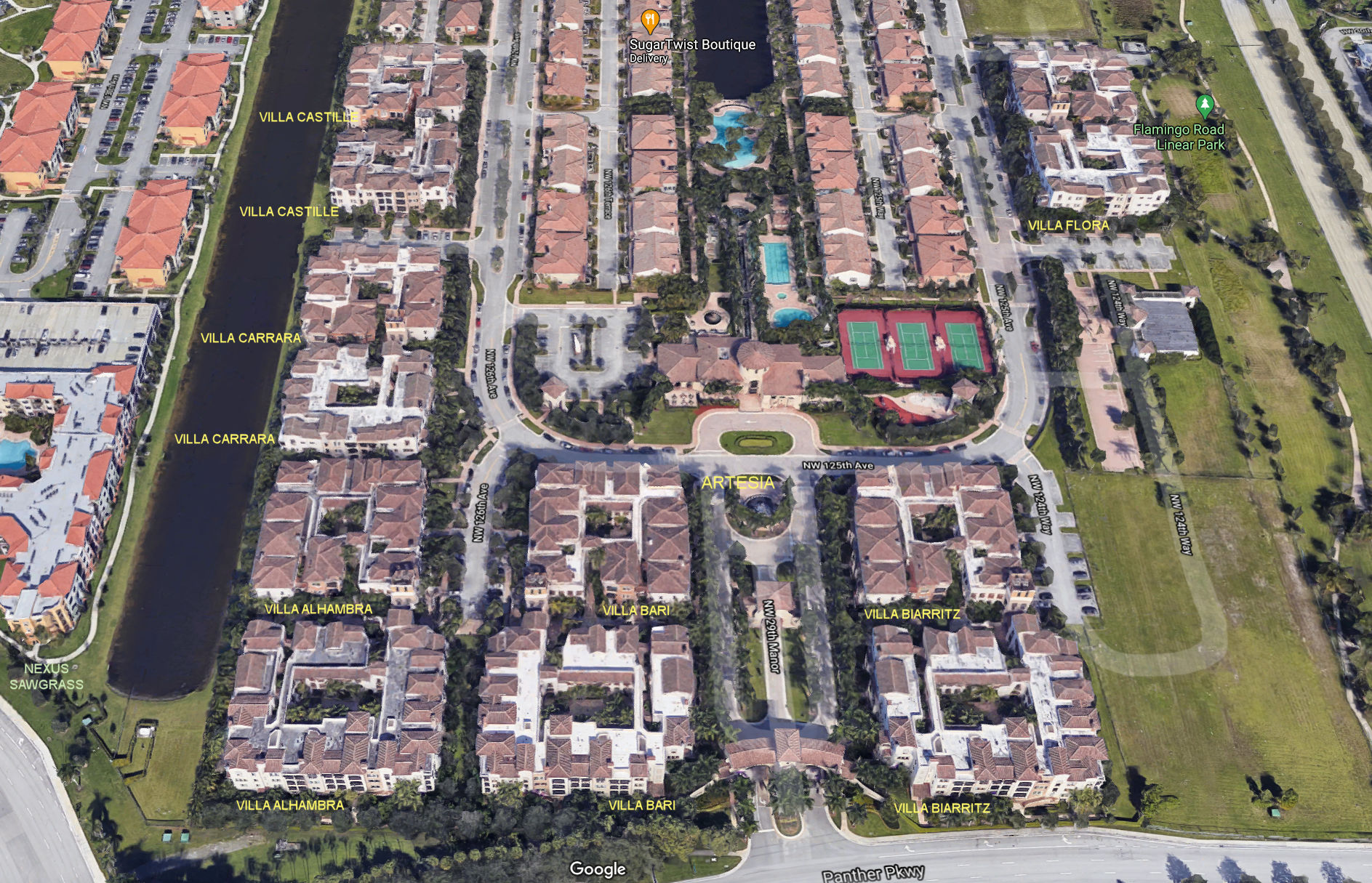 Aerial photo of Artesia Villa Castille