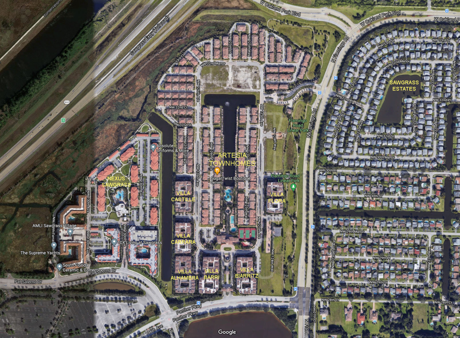 Aerial photo of Artesia Townhomes