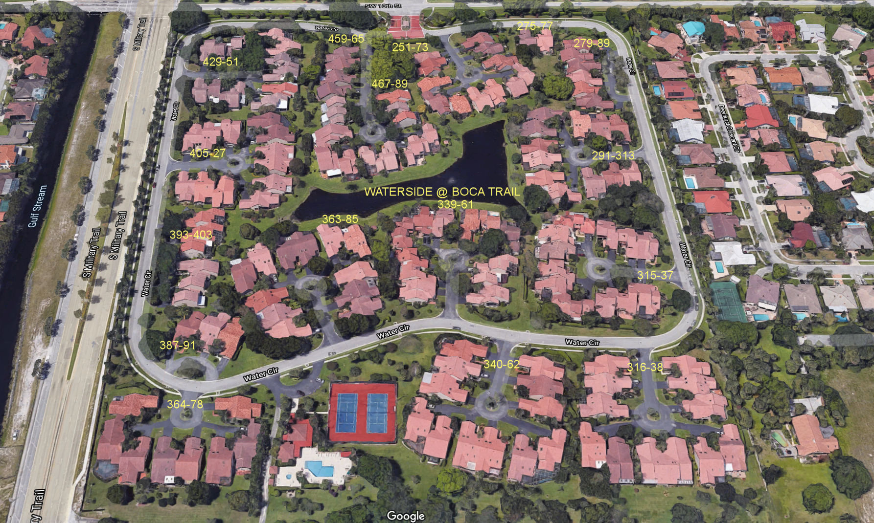 Aerial photo of Waterside at Boca Trail