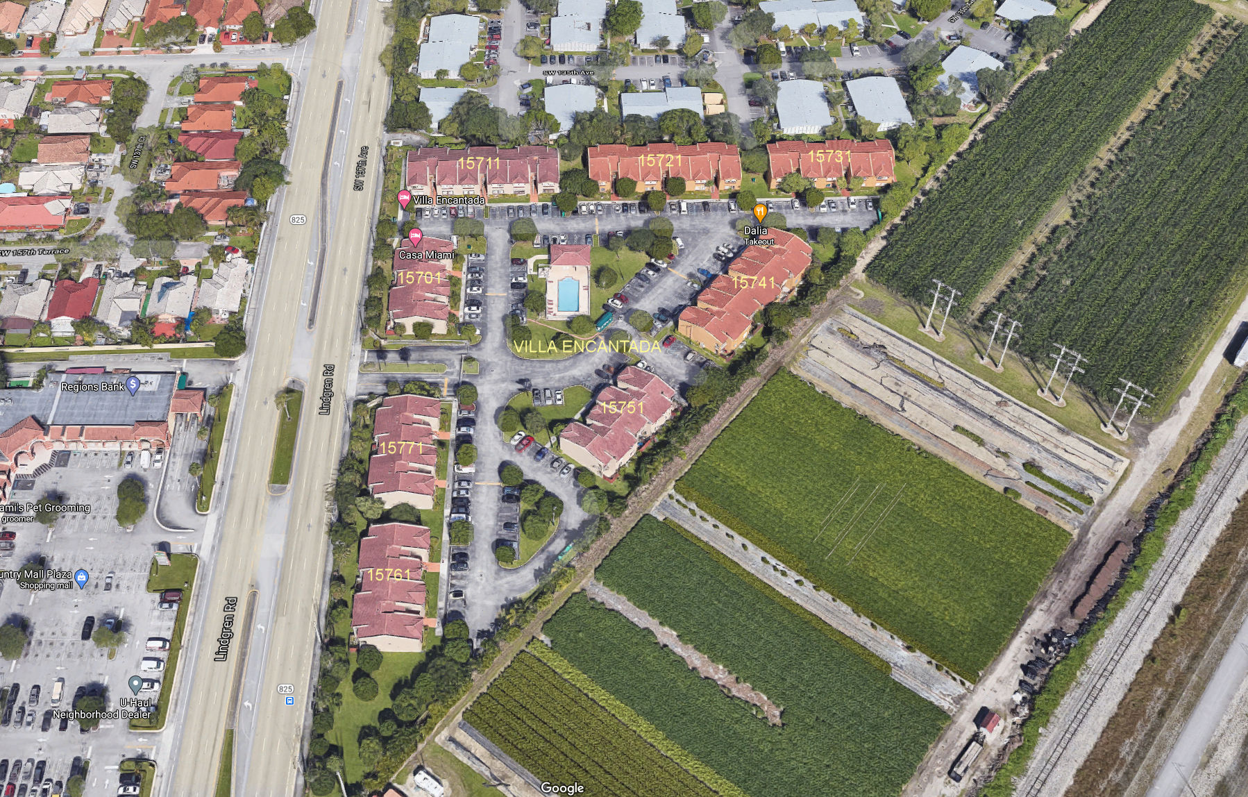 Aerial photo of Villa Encantada