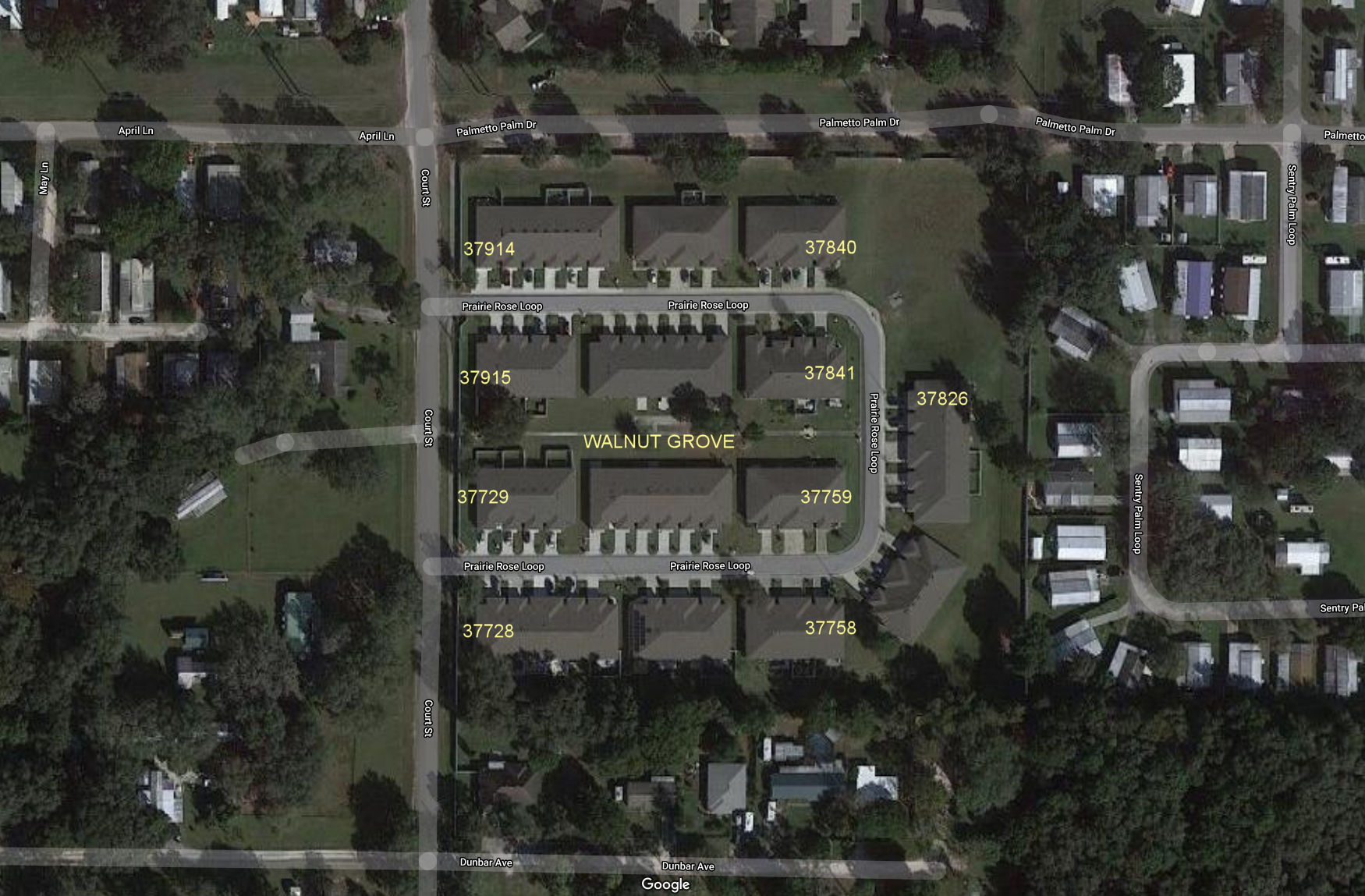 Aerial photo of Walnut Grove Townhomes