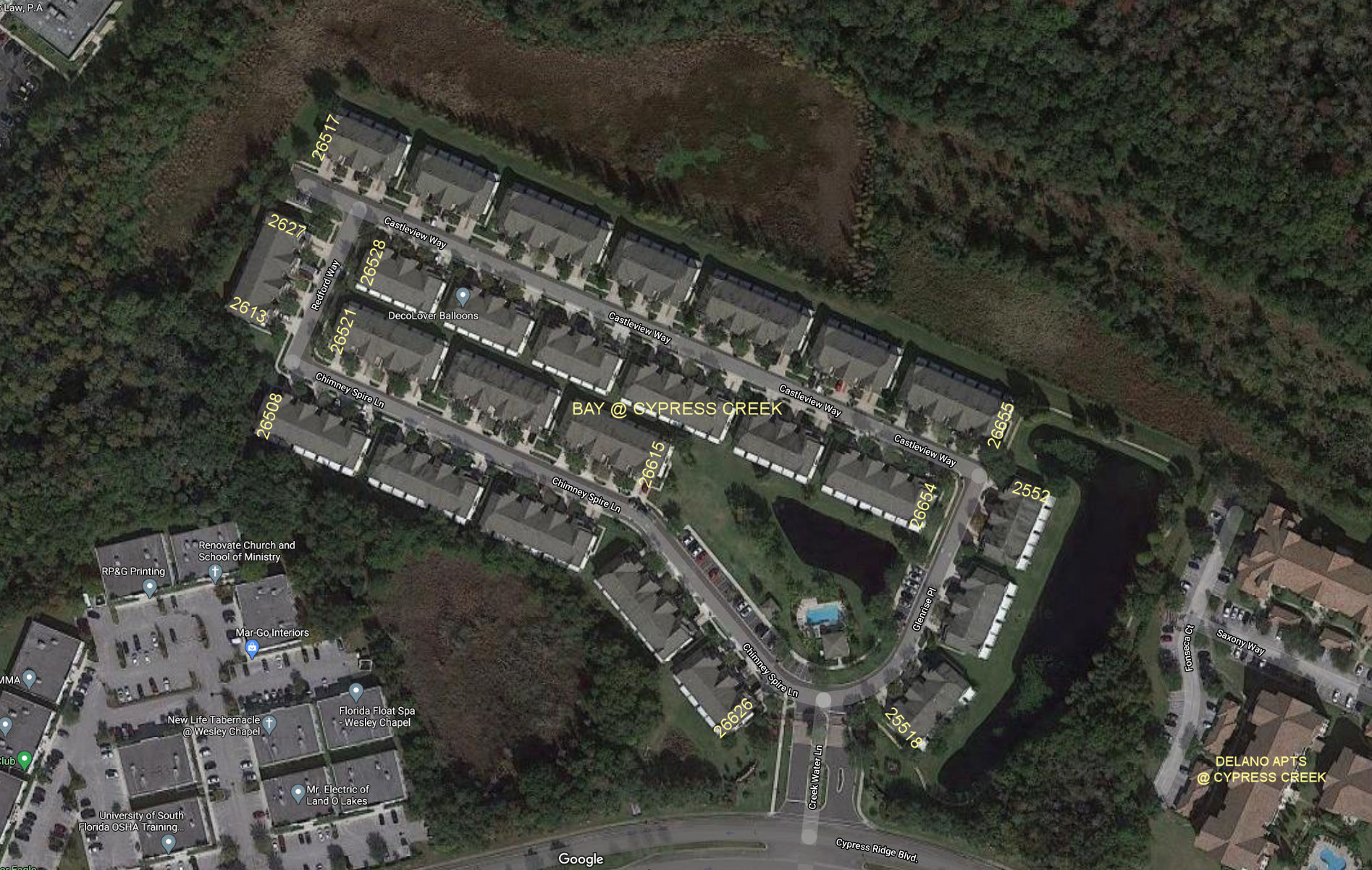 Aerial photo of Bay at Cypress Creek