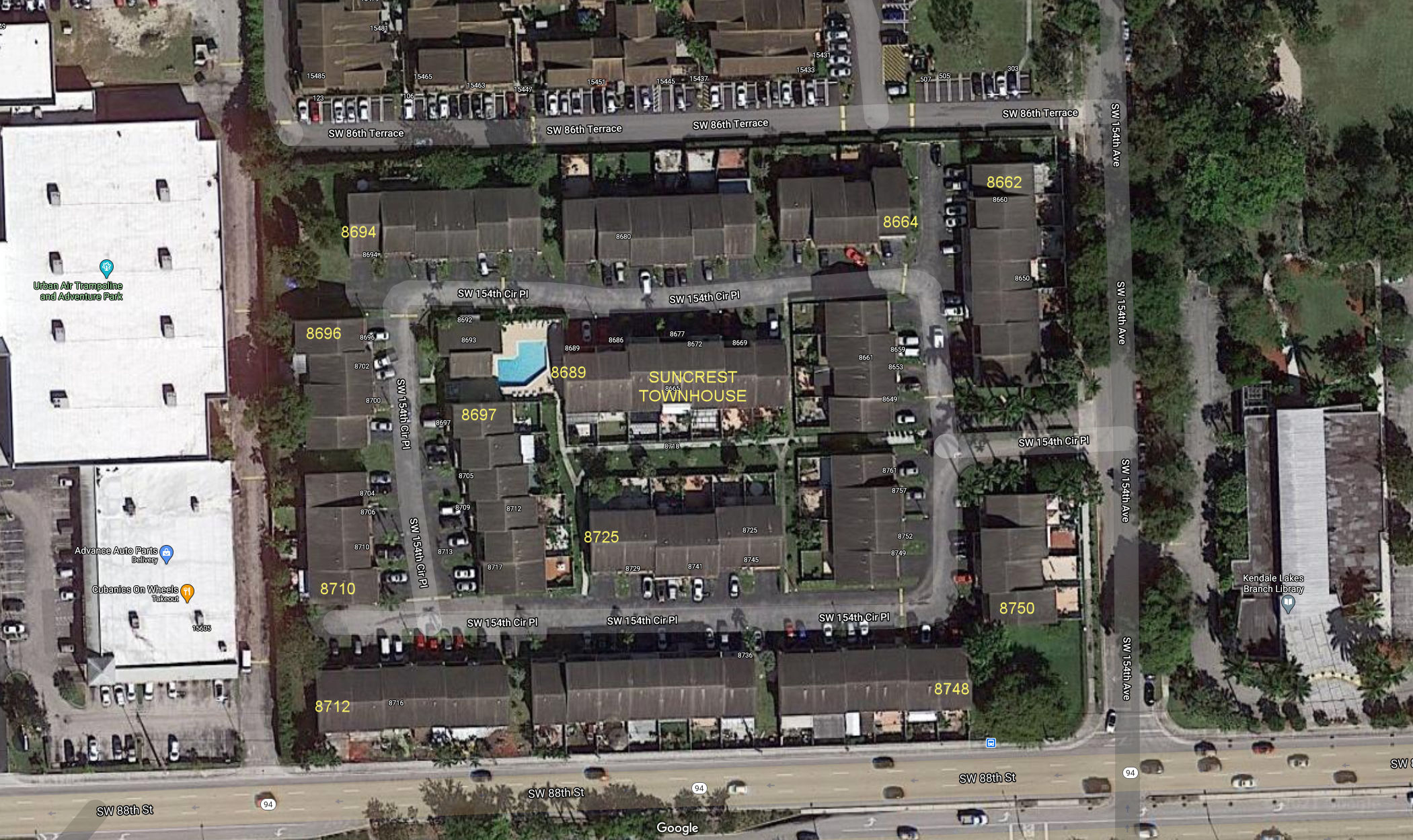 Aerial photo of Suncrest Townhouse