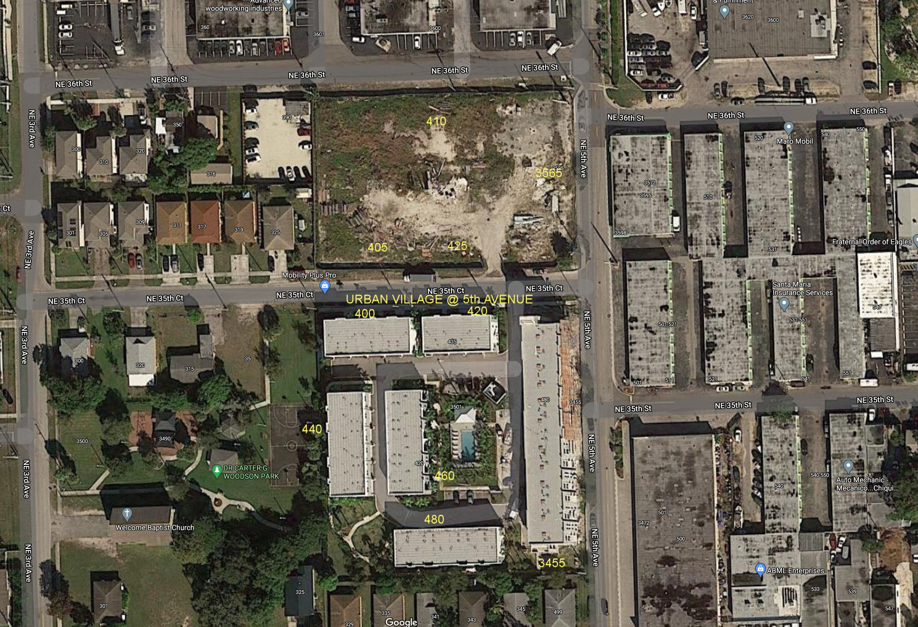 Aerial photo of Urban Village at 5 Ave