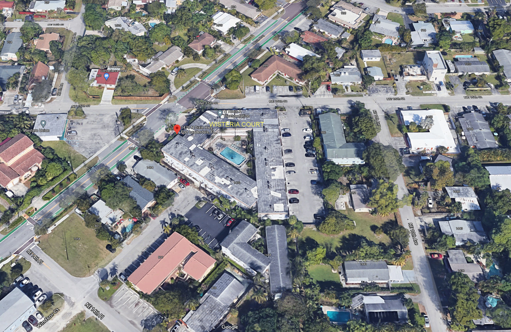 Aerial photo of Wisteria Court