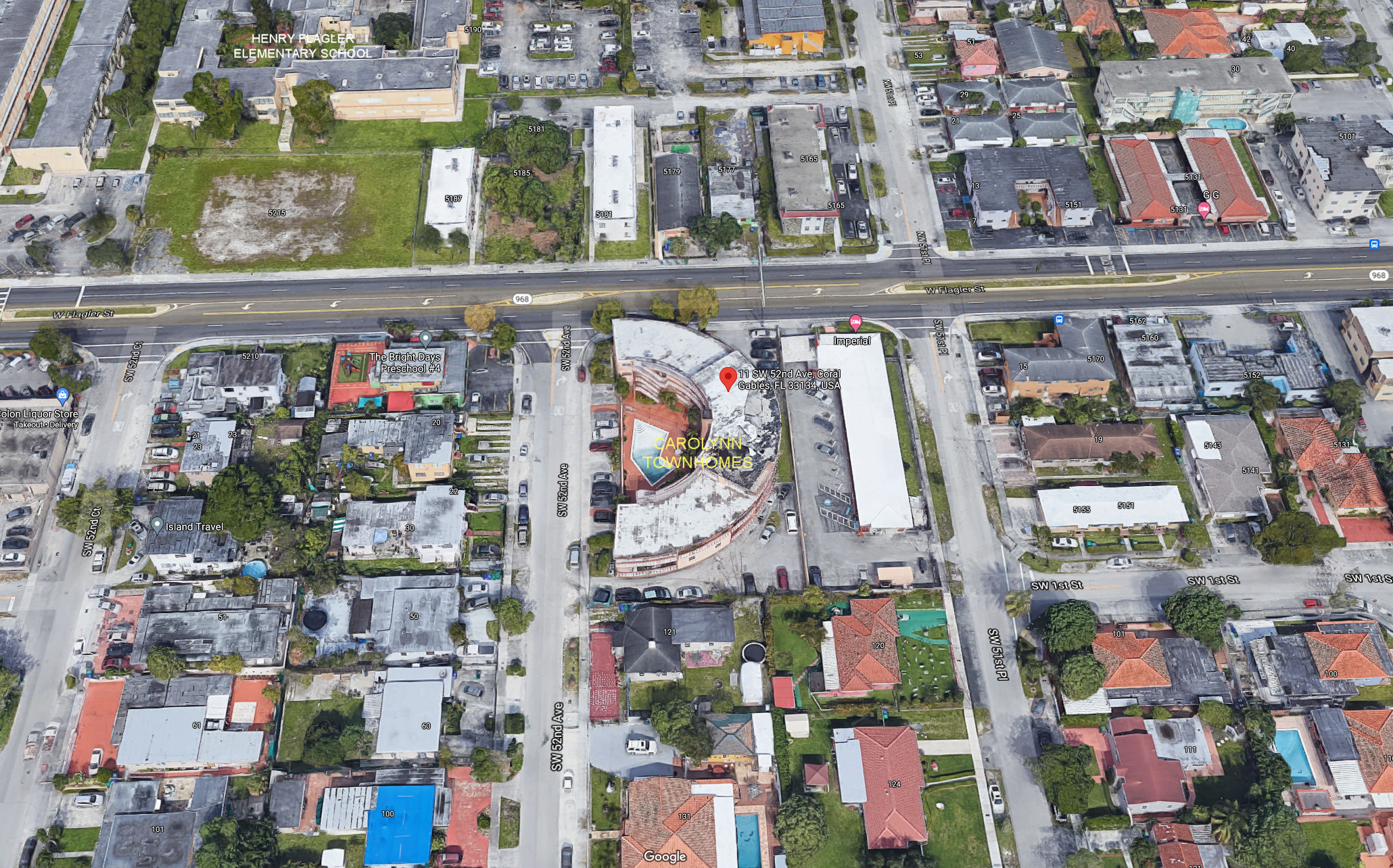 Aerial photo of Carolynn Townhouse