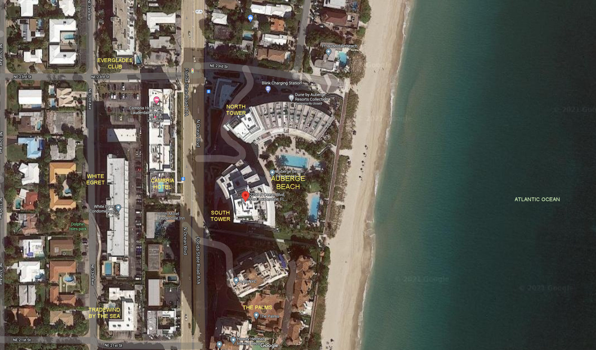 Aerial photo of Auberge Residences (North & South)