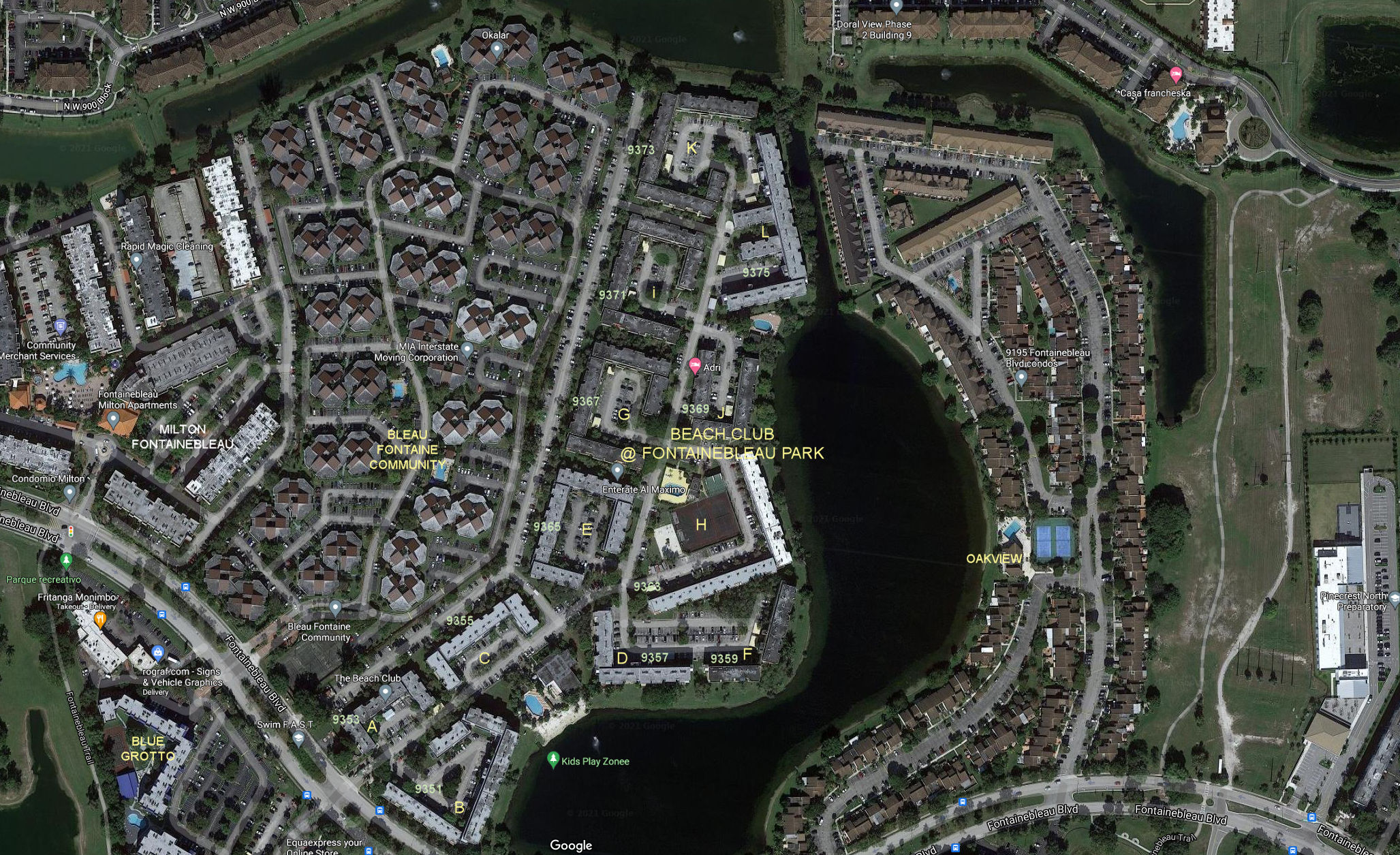 Aerial photo of Beach Club at Fontainebleau Park (A to L)