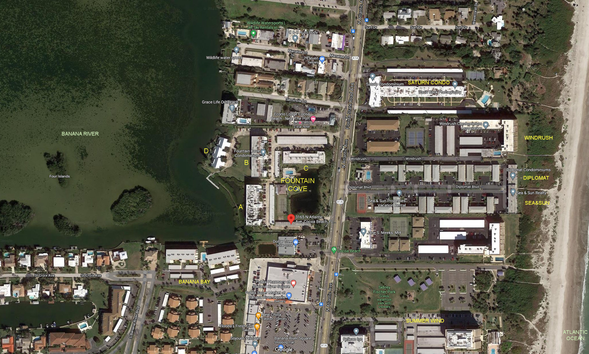 Aerial photo of Fountain Cove A-B-C-D