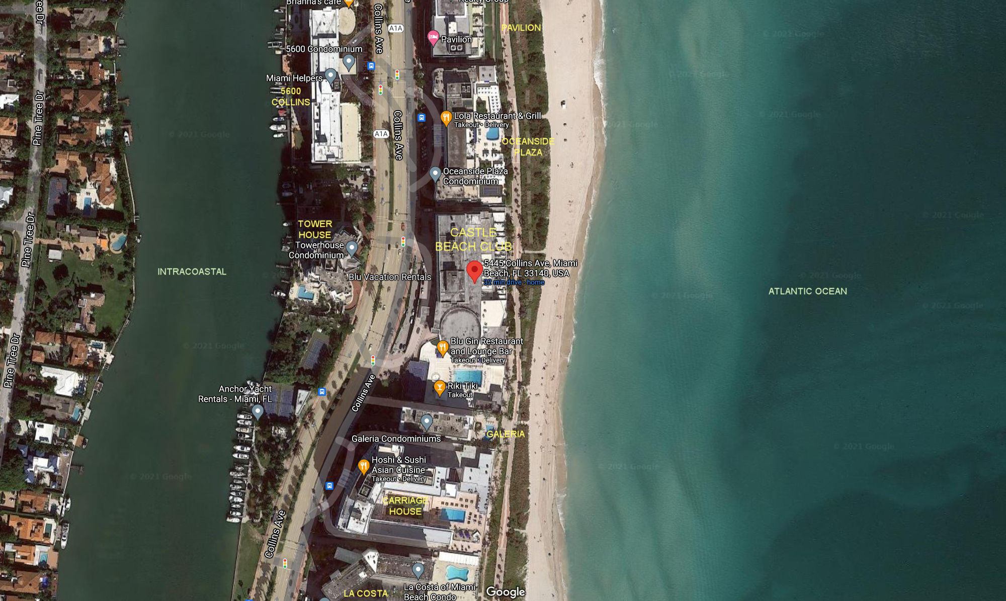 Aerial photo of Castle Beach Club