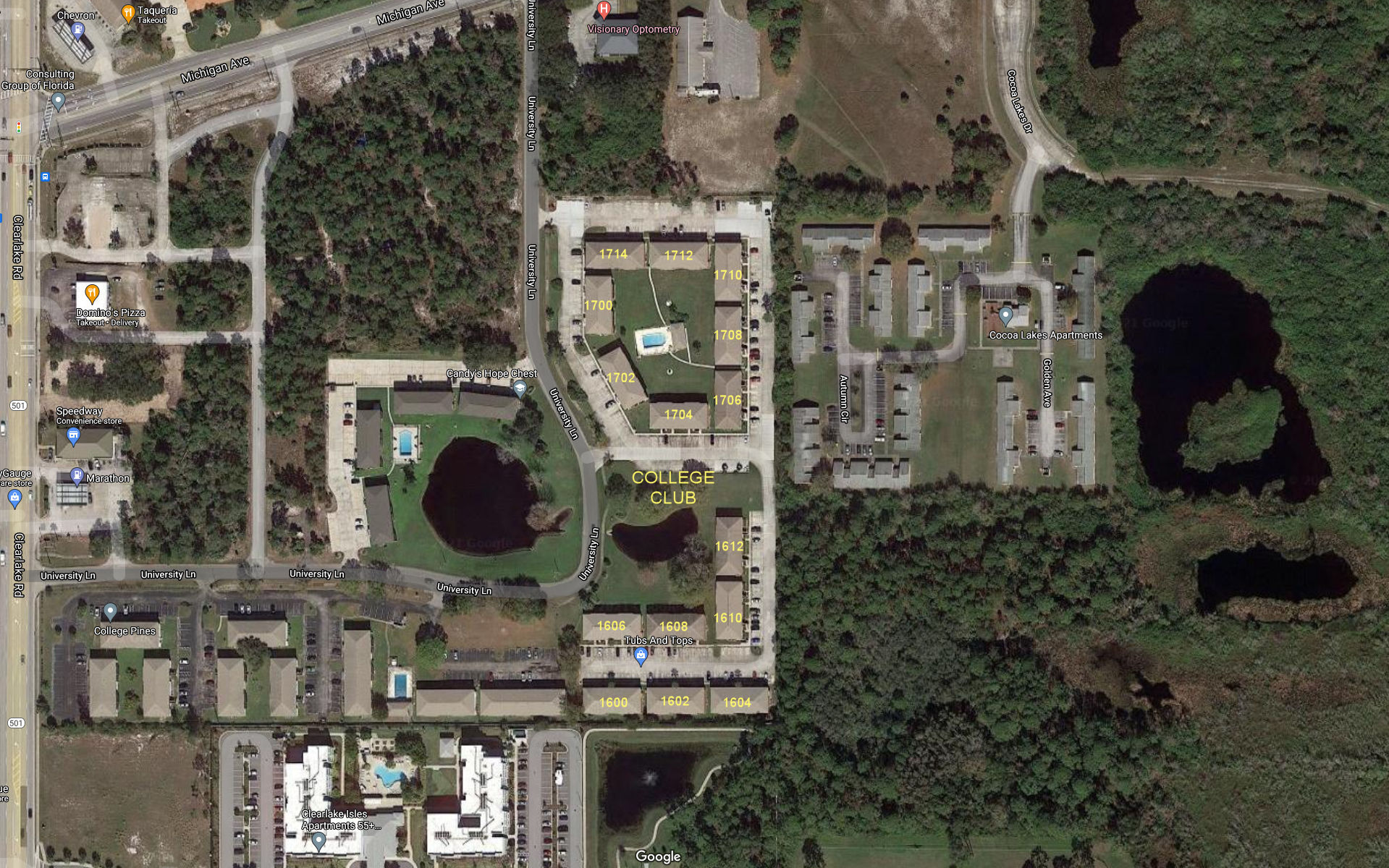 Aerial photo of College Club