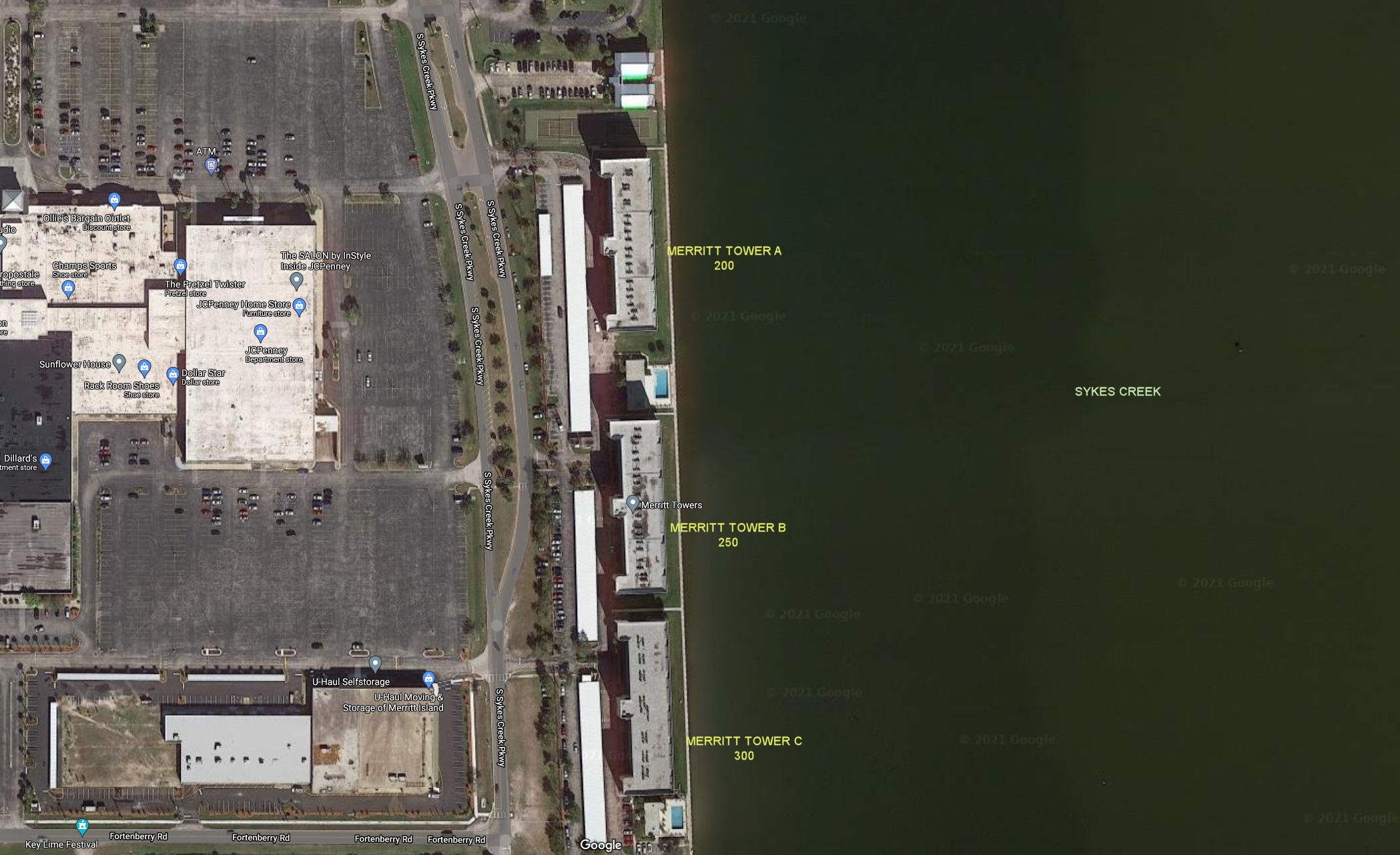 Aerial photo of Merritt Towers A B&C