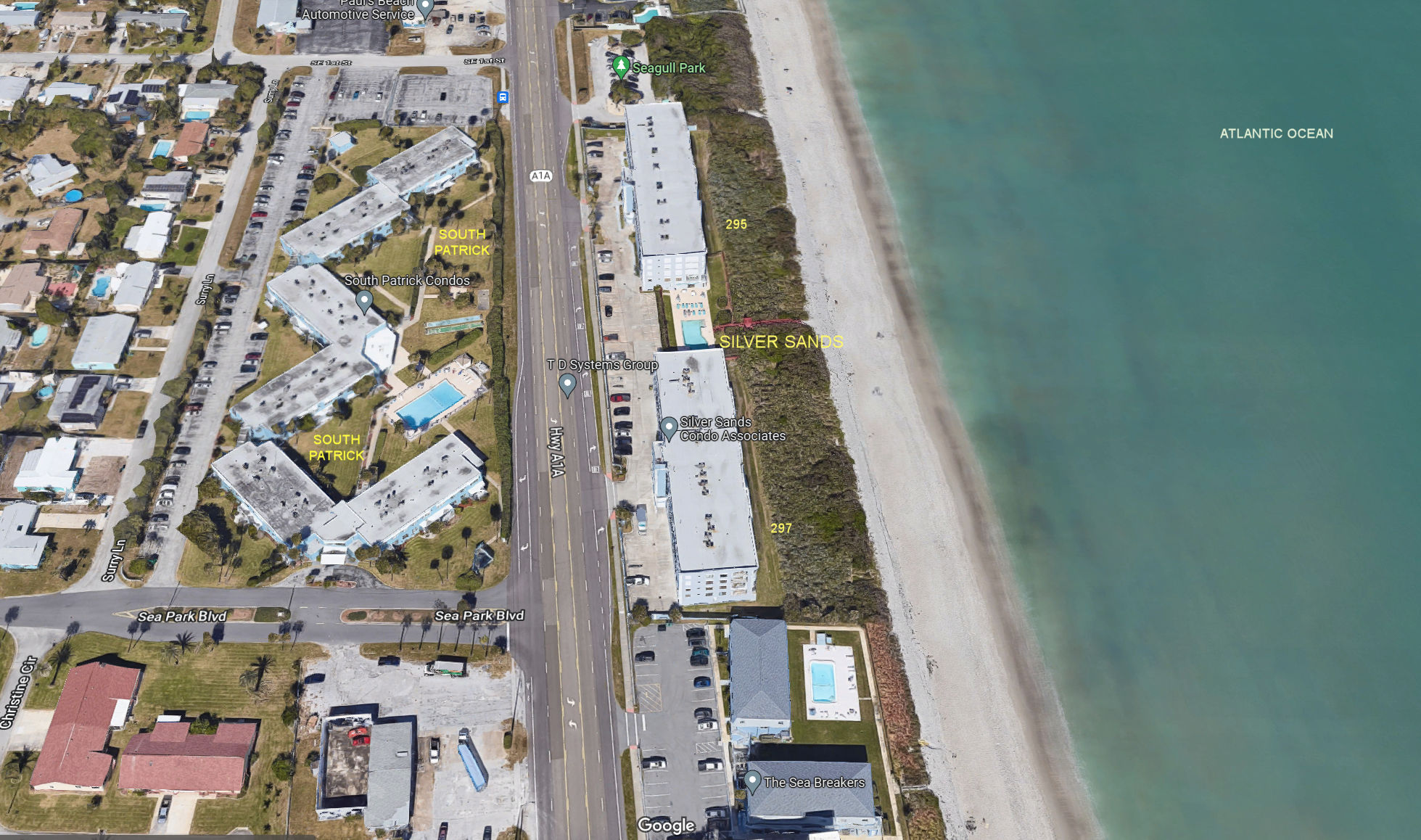 Aerial photo of Silver Sands 295&297