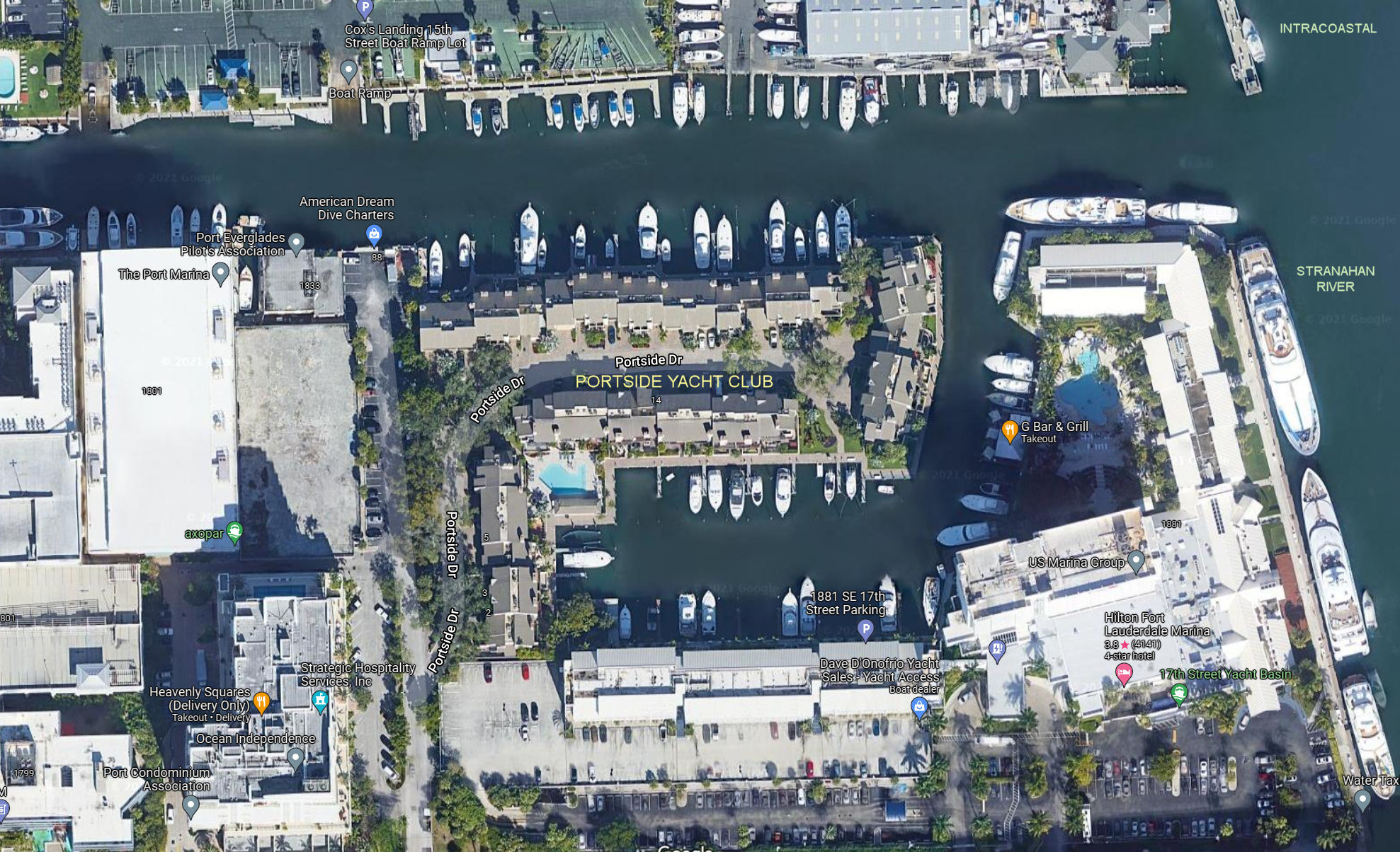 Aerial photo of Portside Yacht Club