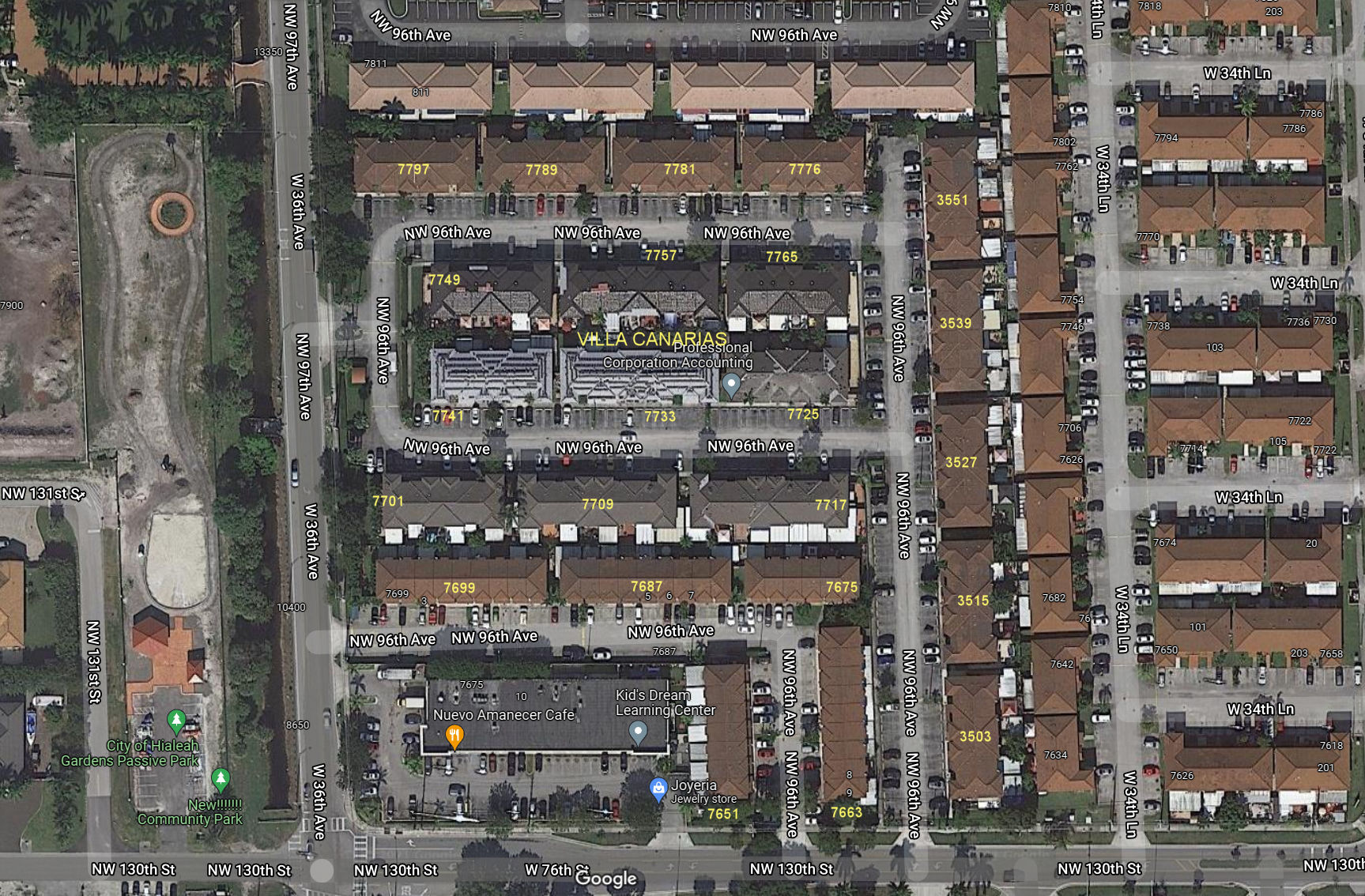 Aerial photo of Villa Canarias