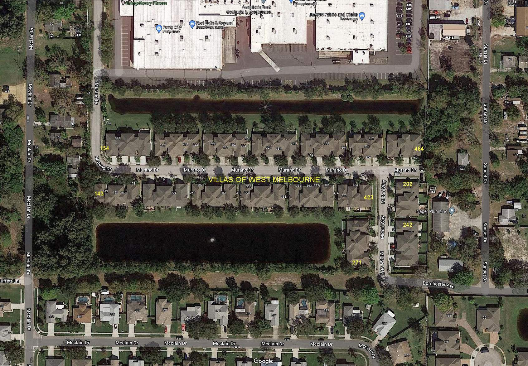 Aerial photo of Villas of West Melbourne