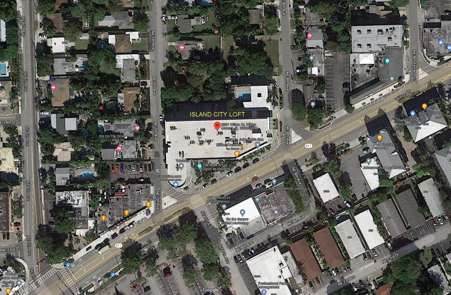 Aerial photo of Island City Lofts