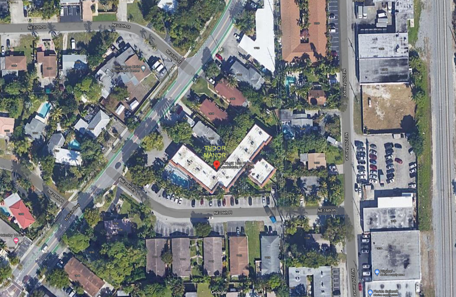 Aerial photo of Tudor Manor