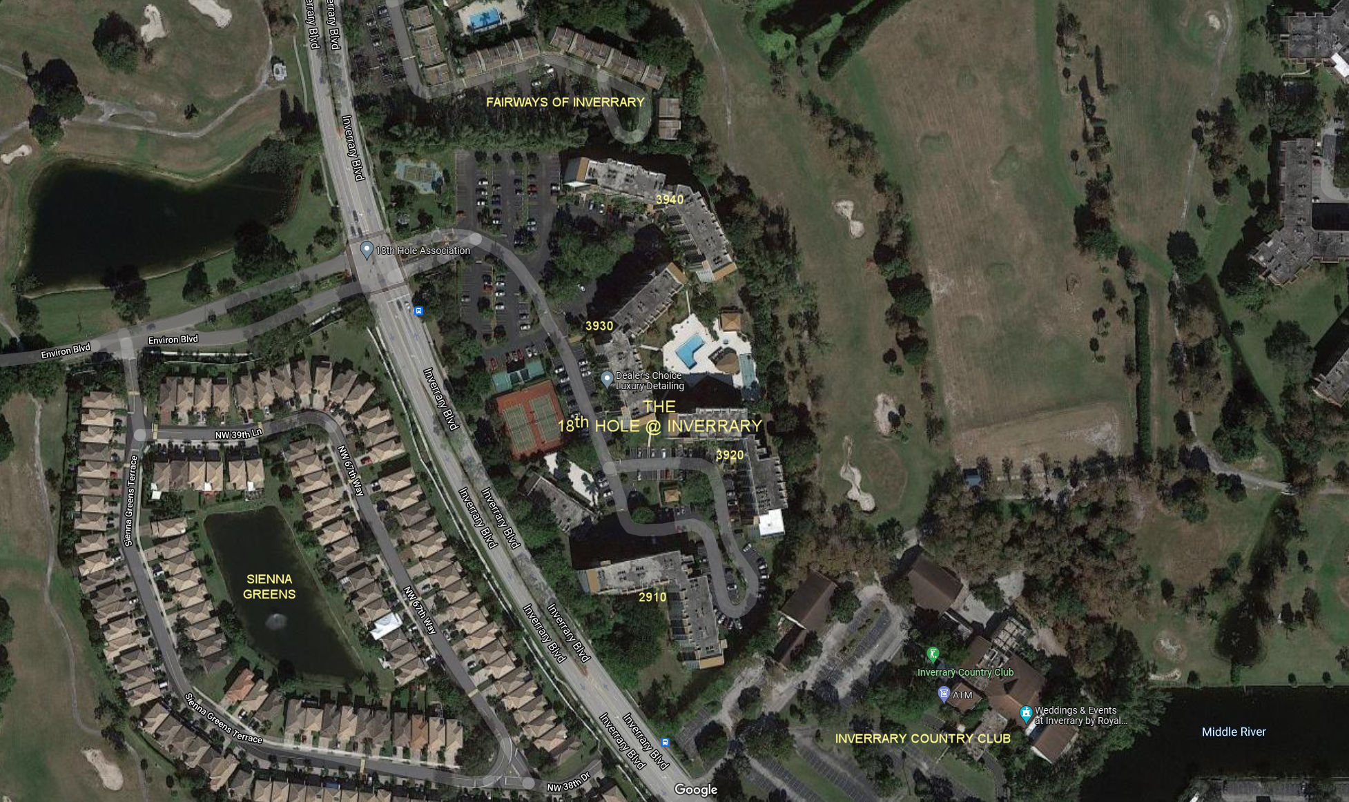 Aerial photo of 18th Hole at Inverrary (3910-3920-3930-3940)