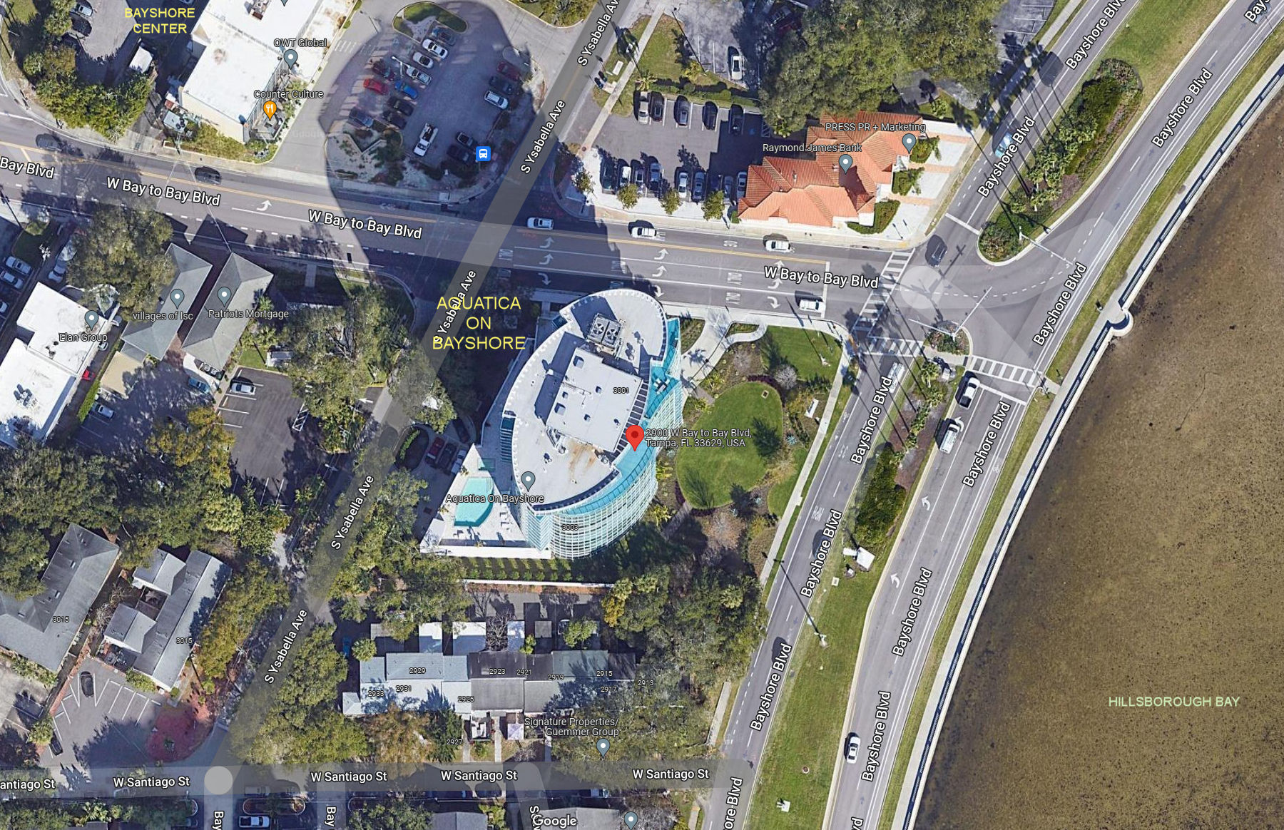 Aerial photo of Aquatica on Bayshore