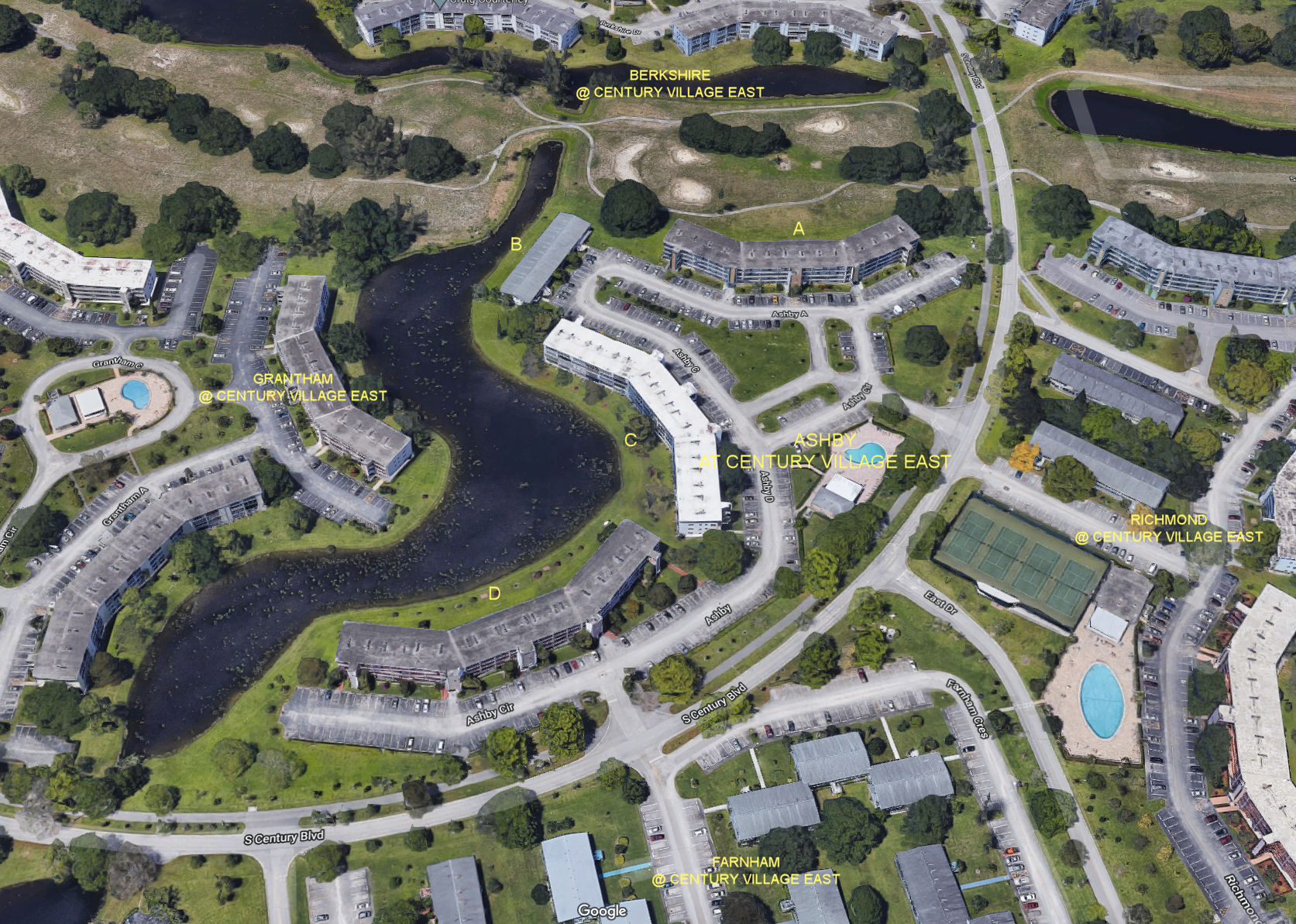 Aerial photo of Ashby at Century Village East (A to D)