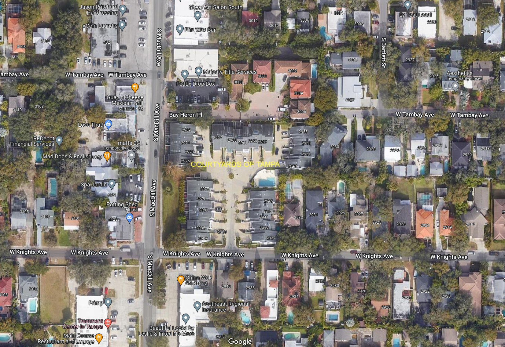 Aerial photo of Courtyards of Tampa