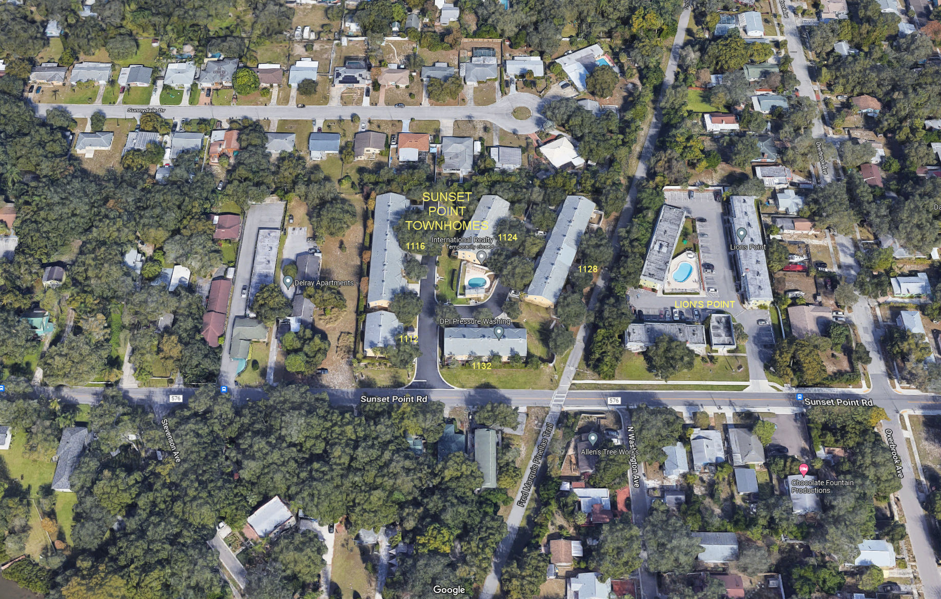 Aerial photo of Sunset Point Town Homes