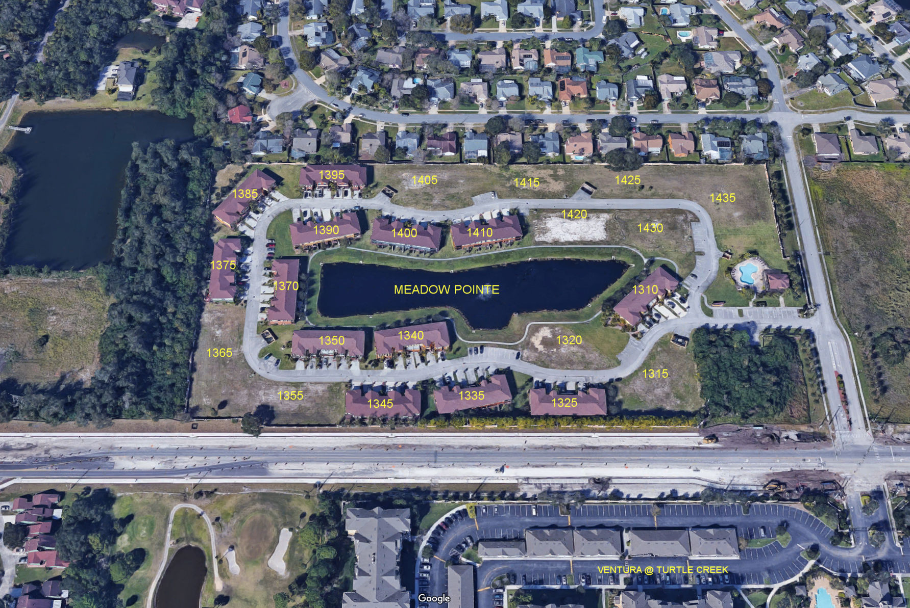 Aerial photo of Meadow Pointe